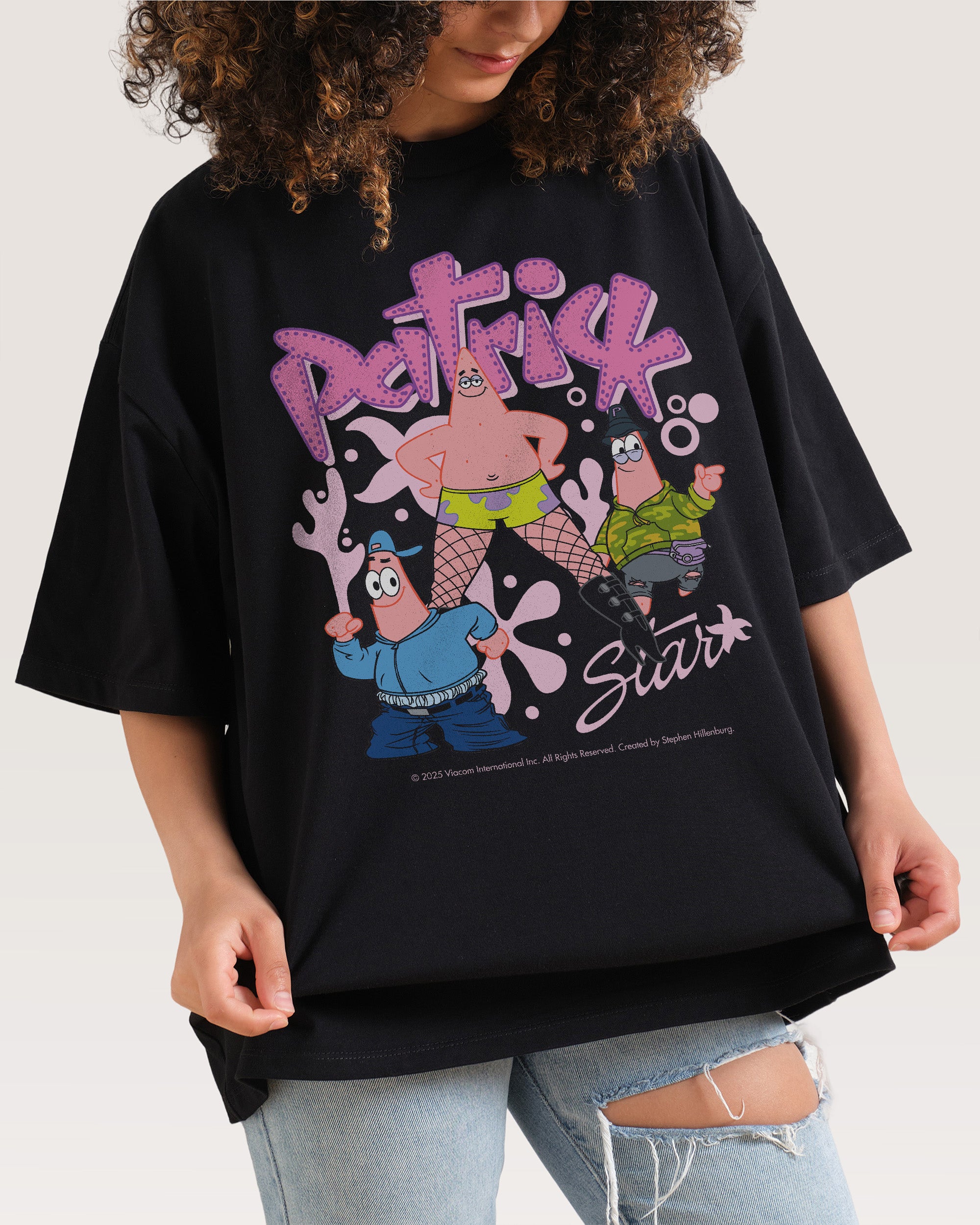 Patrick the P Black Oversized Tee