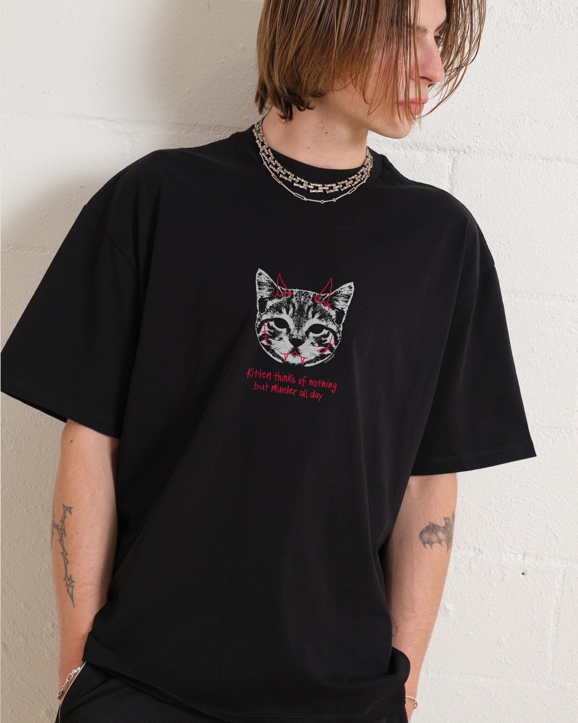 Demon Kitten Oversized Tee Australia Online Black