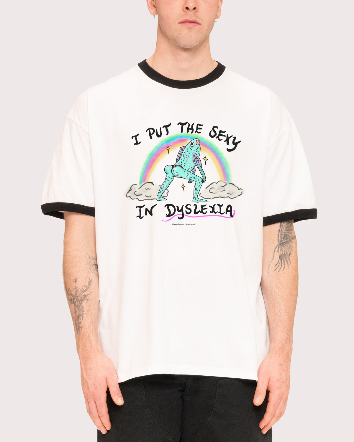 I Put the Sexy in Dyslexia Black Ringer T-Shirt