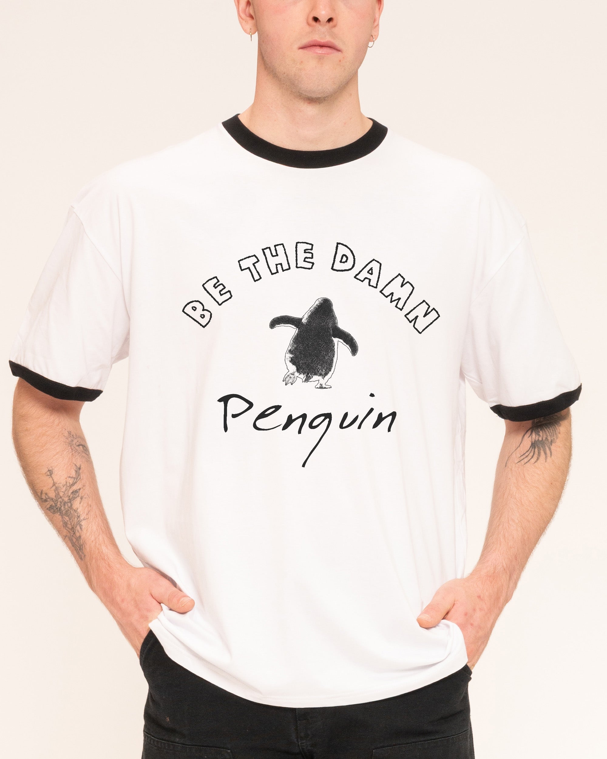 Nihilist Penguin Black Ringer T-Shirt