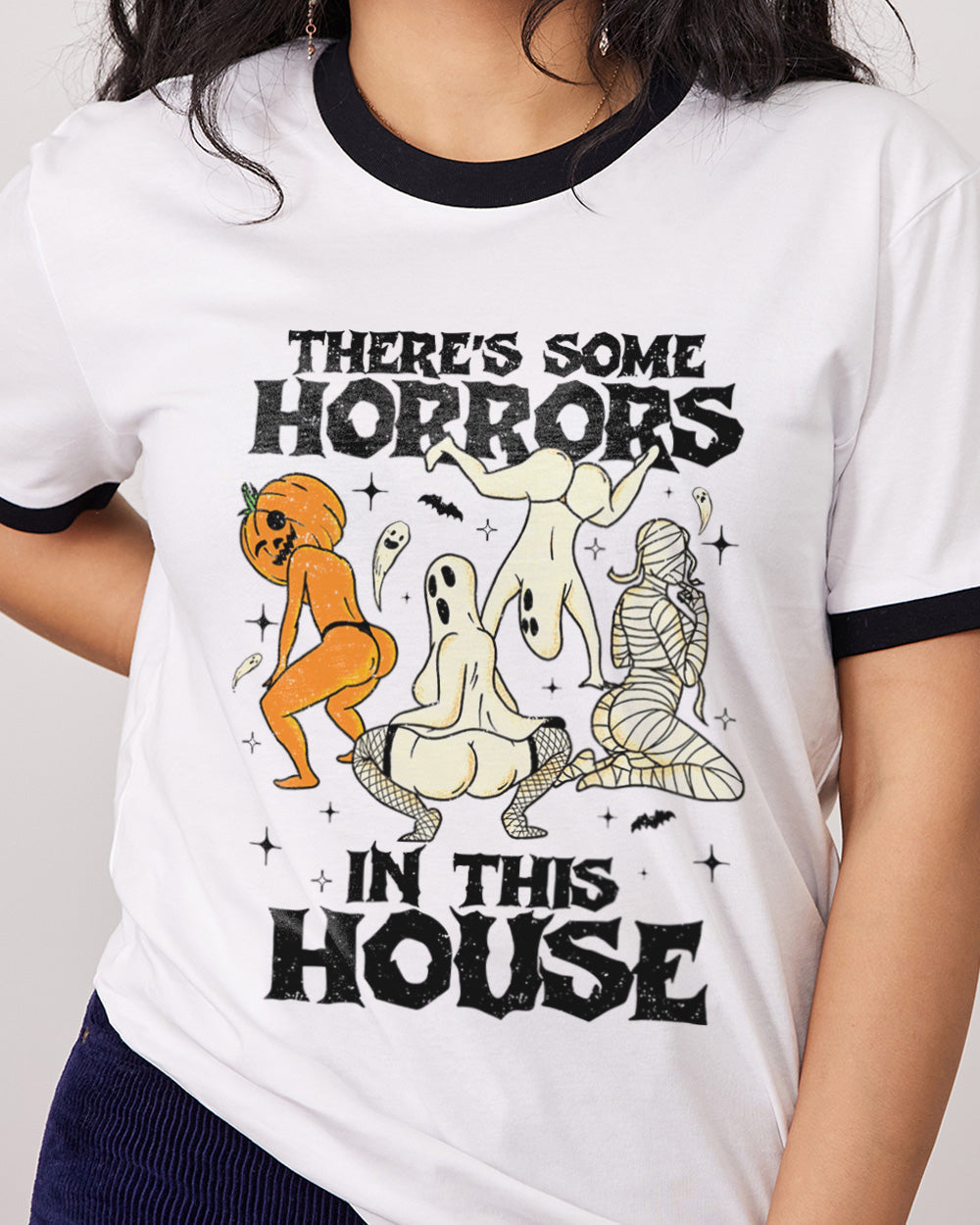 There's Some Horrors In This House T-Shirt Australia Online Black Ringer
