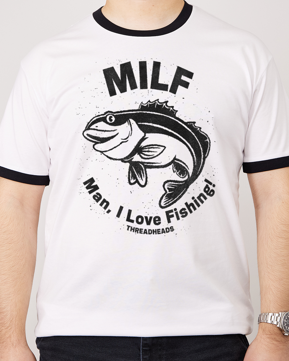 Man I Love Fishing  T-Shirt Australia Online #colour_black ringer