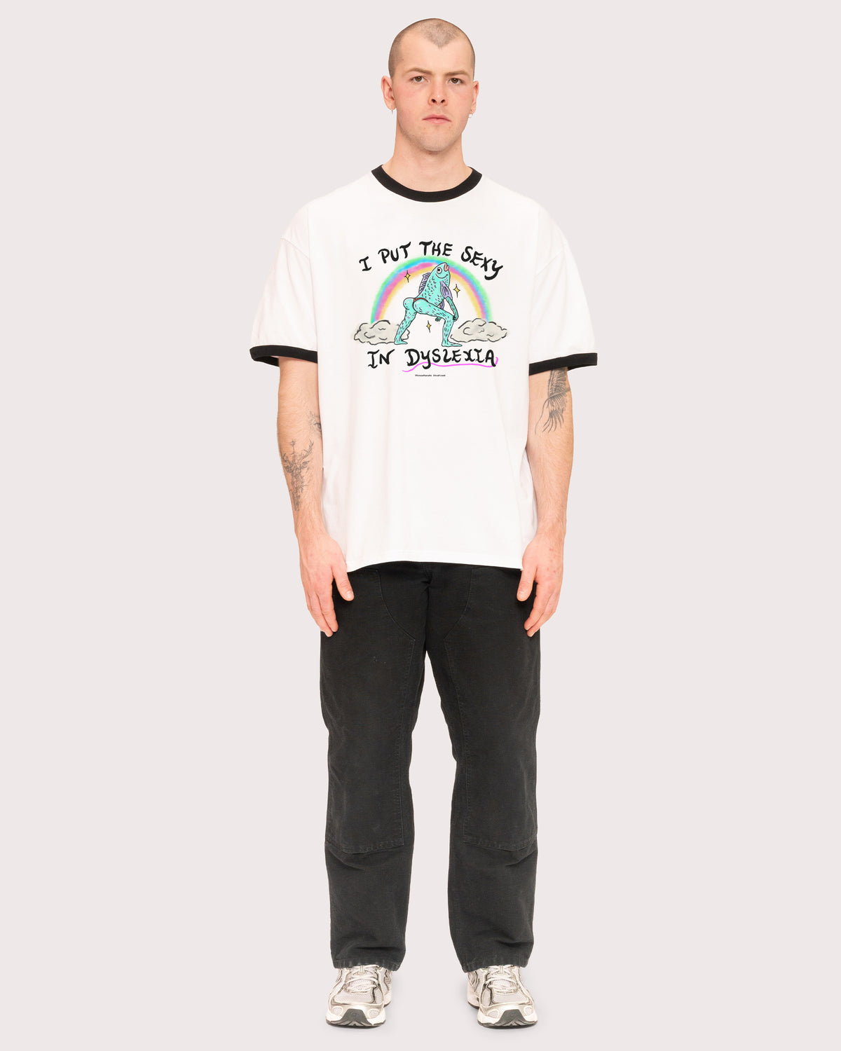 I Put the Sexy in Dyslexia Black Ringer T-Shirt