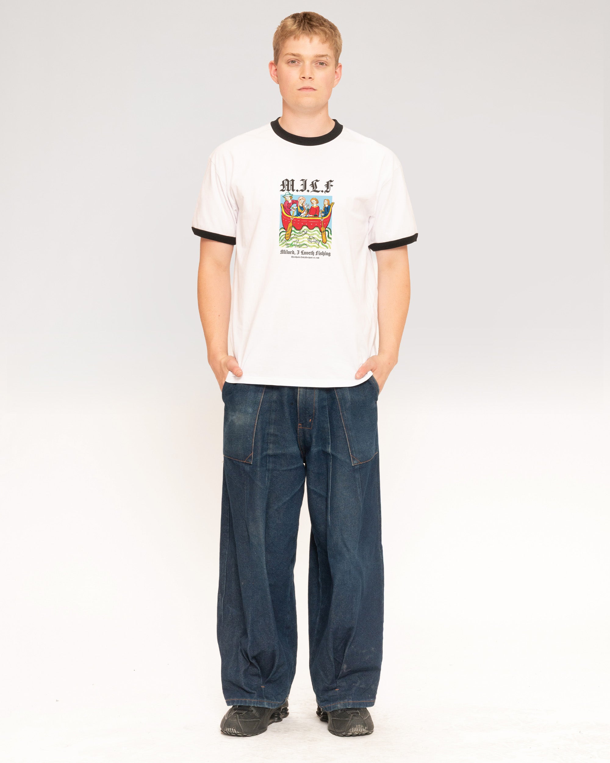 Milord, I Love Fishing Black Ringer T-Shirt