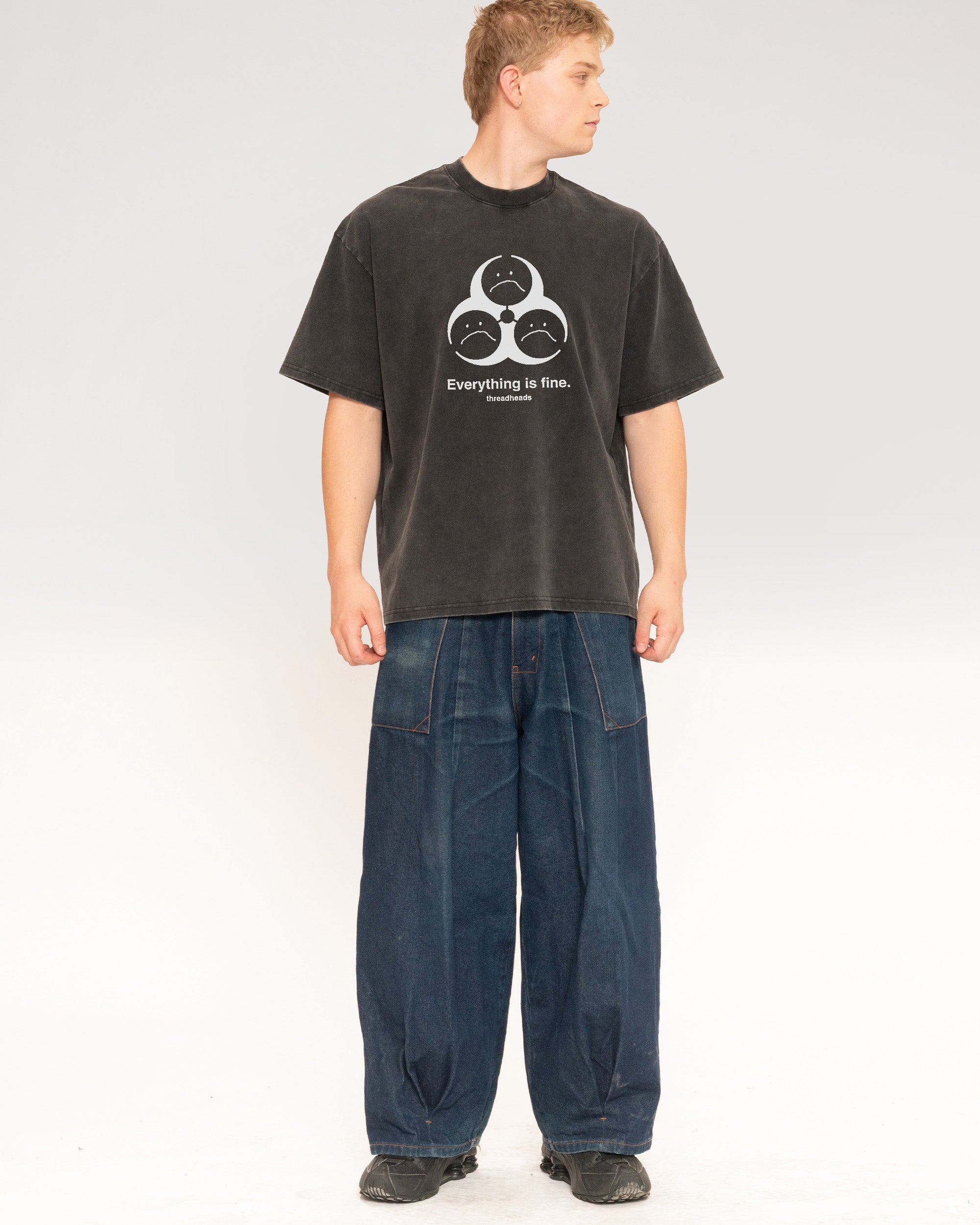 Everything Is Fine Biohazard Black Stone Oversized Tee