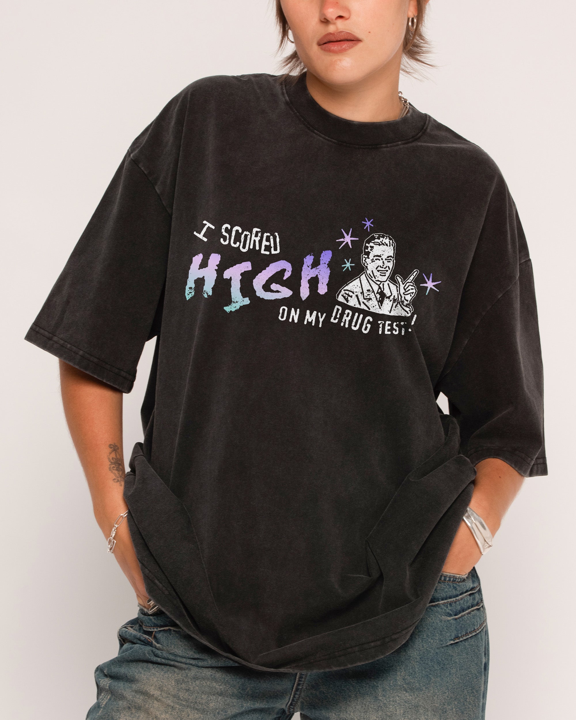High Achiever Black Wash Tee