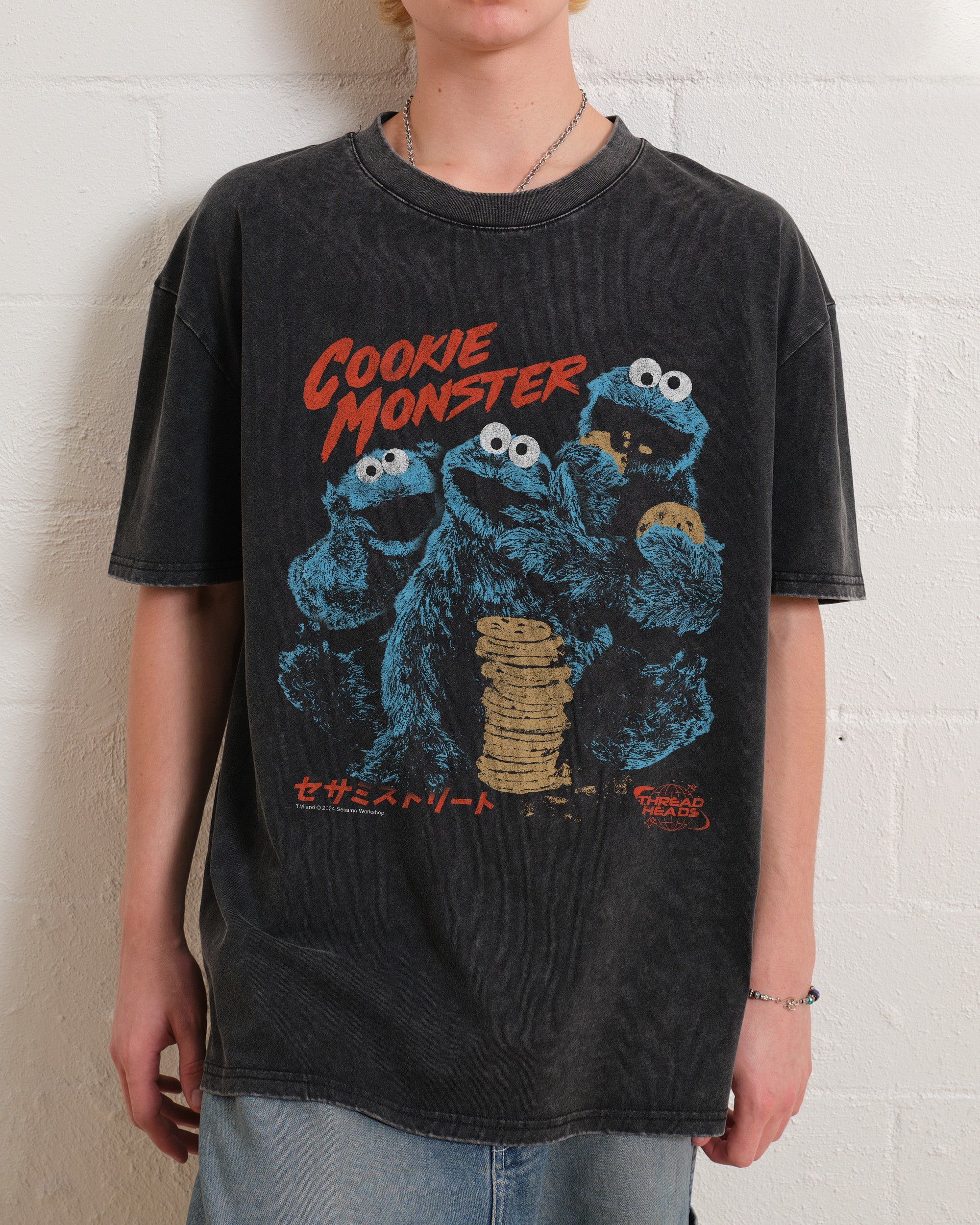 Cookie Kaiju Wash Tee Australia Online Black Stone