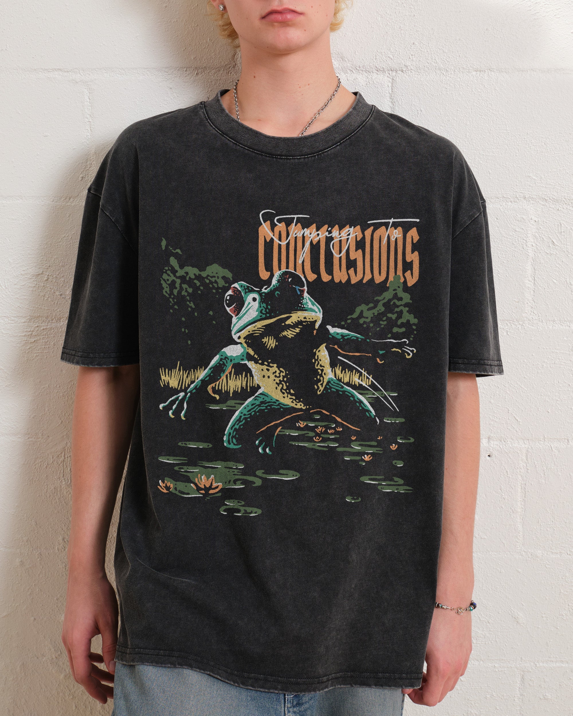 Jumping To Conclusions Wash Tee Australia Online Black Stone