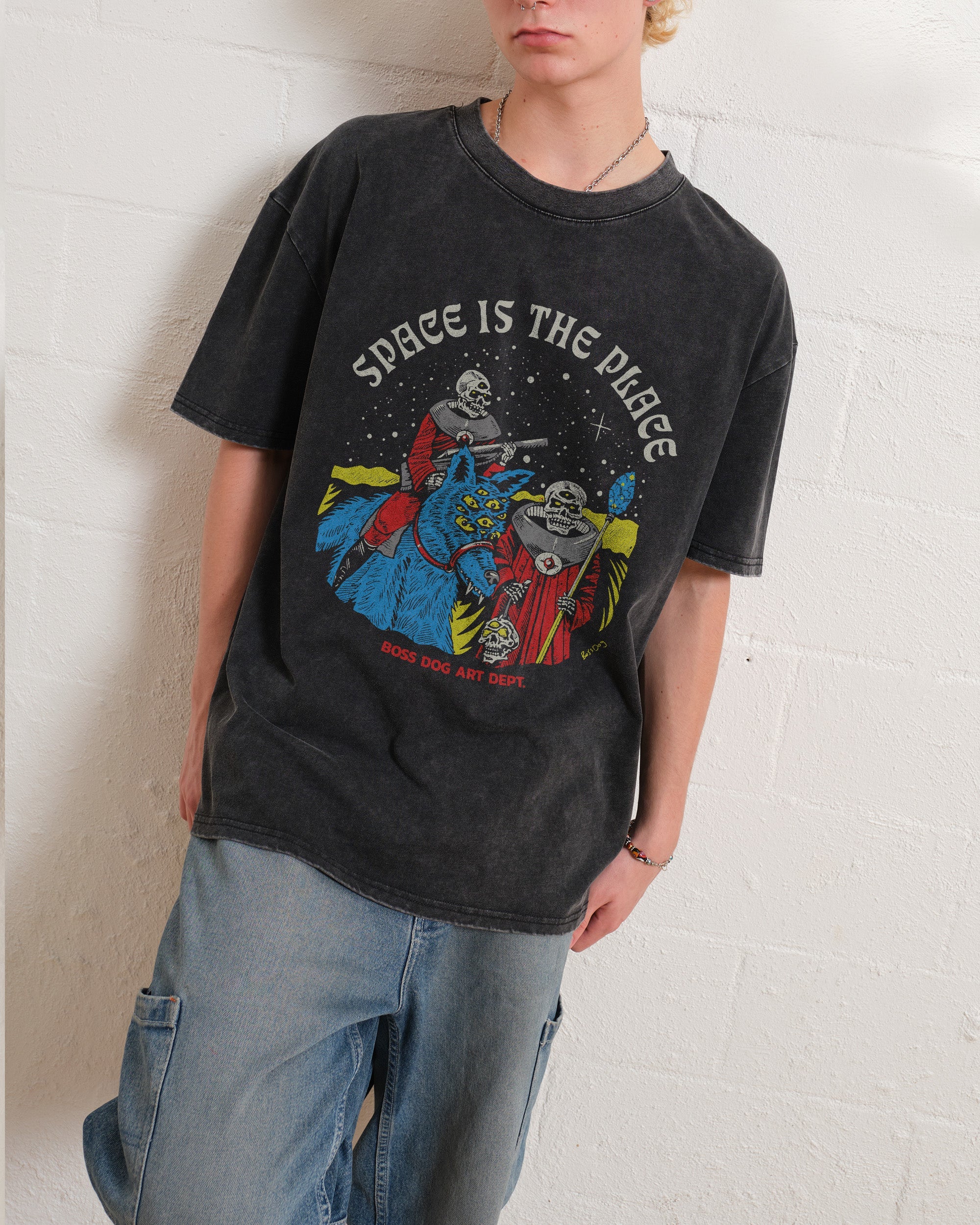 Space Is The Place Wash Tee Australia Online Black Stone