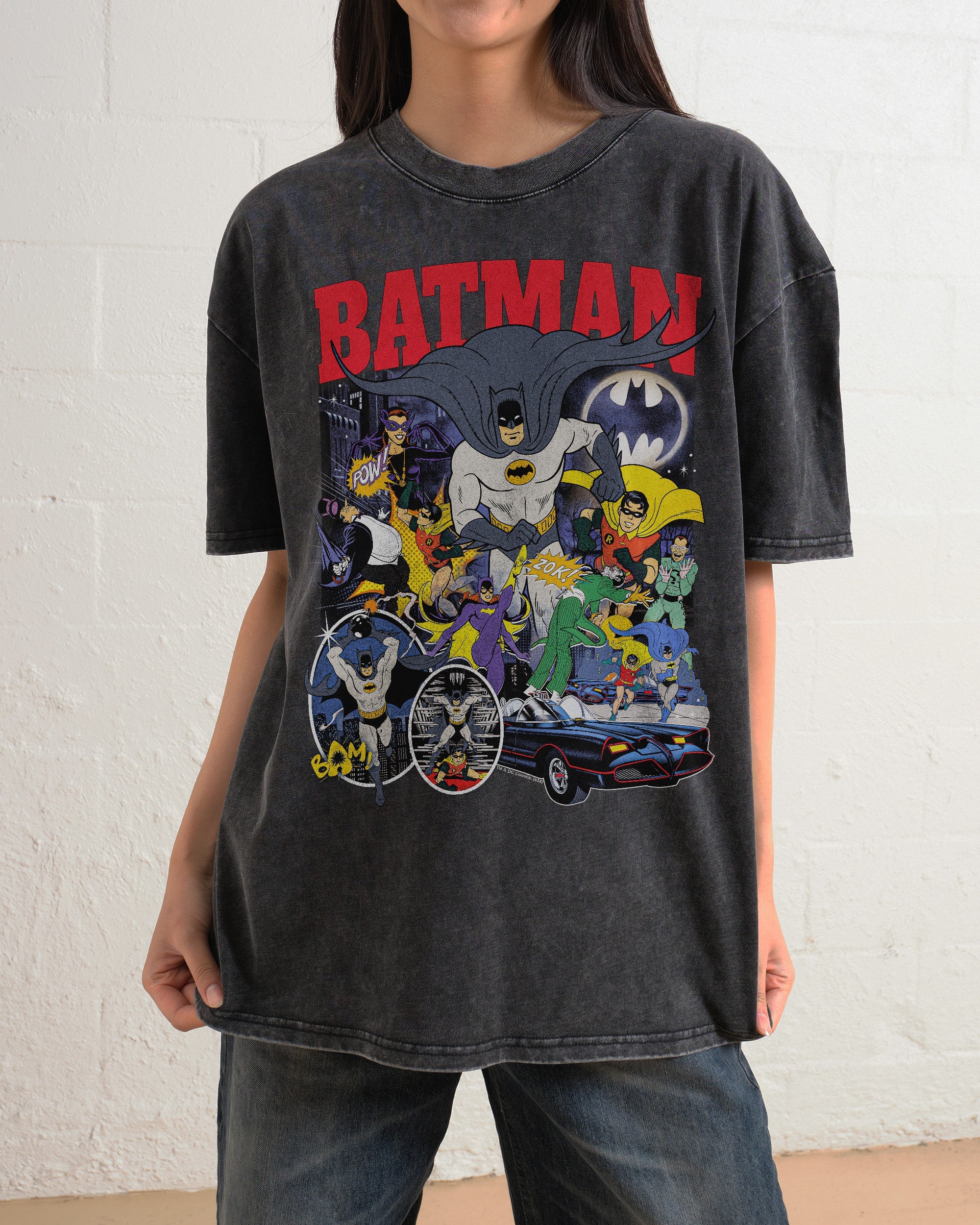 Batman Animated Bootleg Wash Tee Australia Online Black Stone