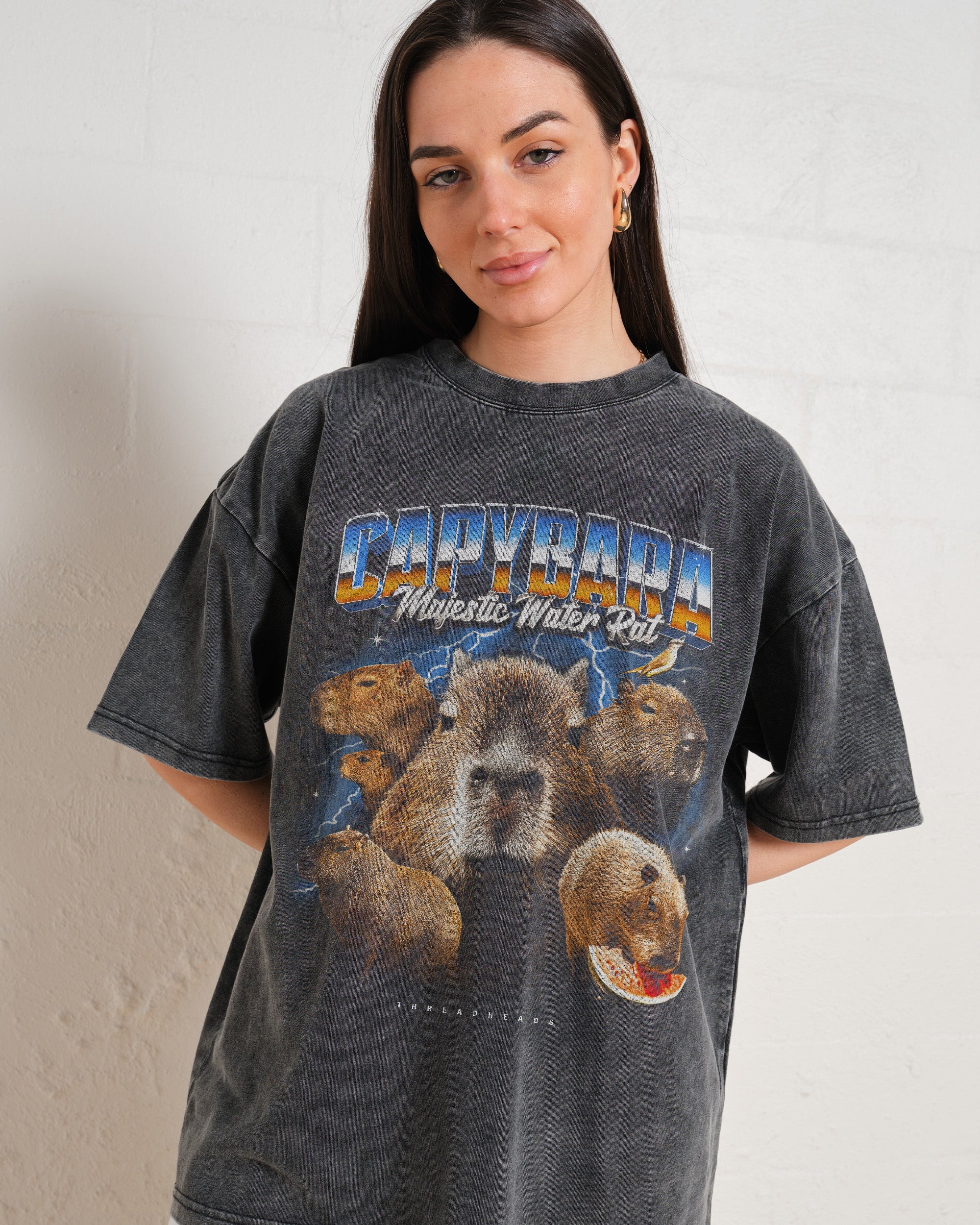 Capybara Water Rat Wash Tee Australia Online Black Stone