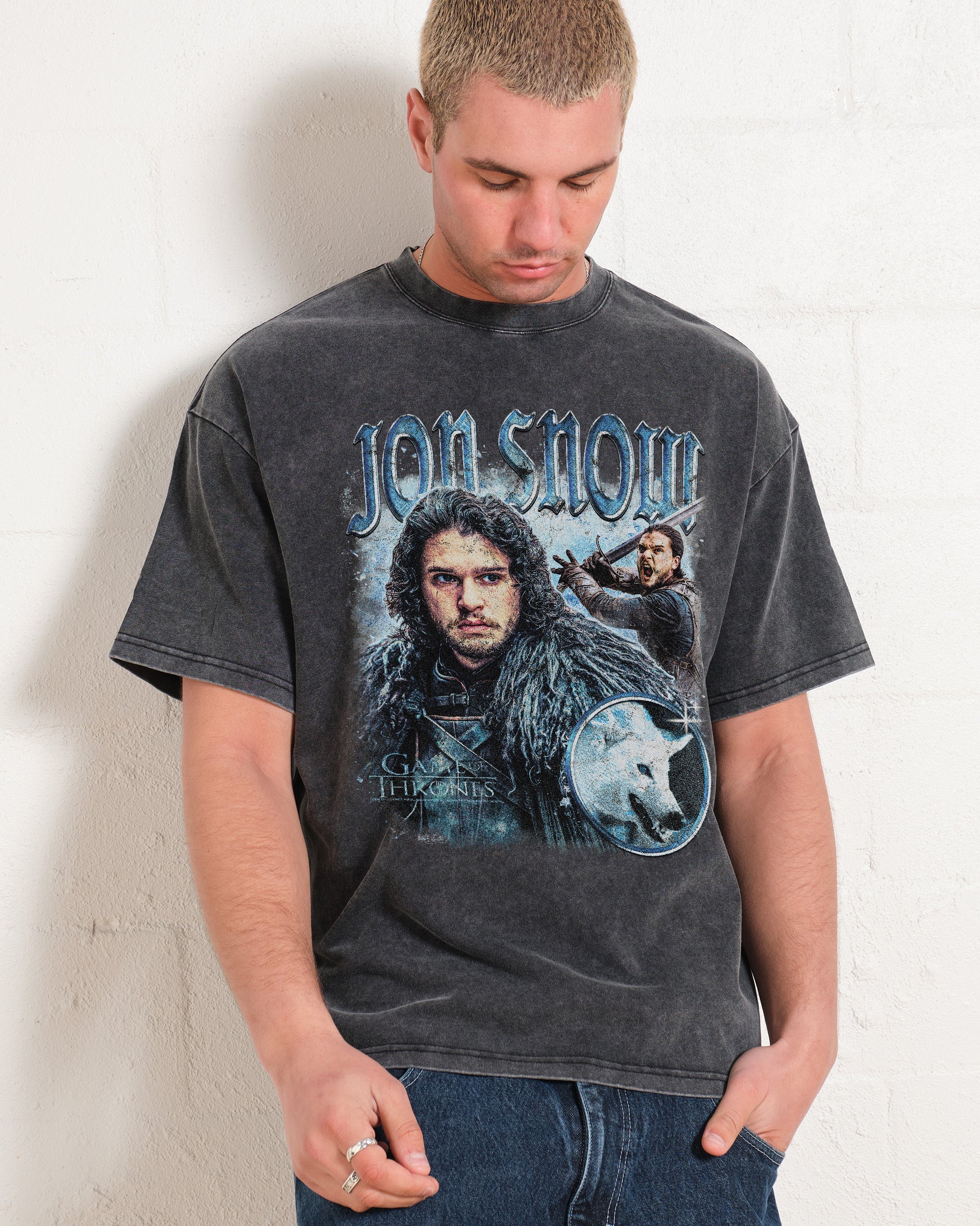 Vintage Jon Snow Wash Tee Australia Online Black Stone