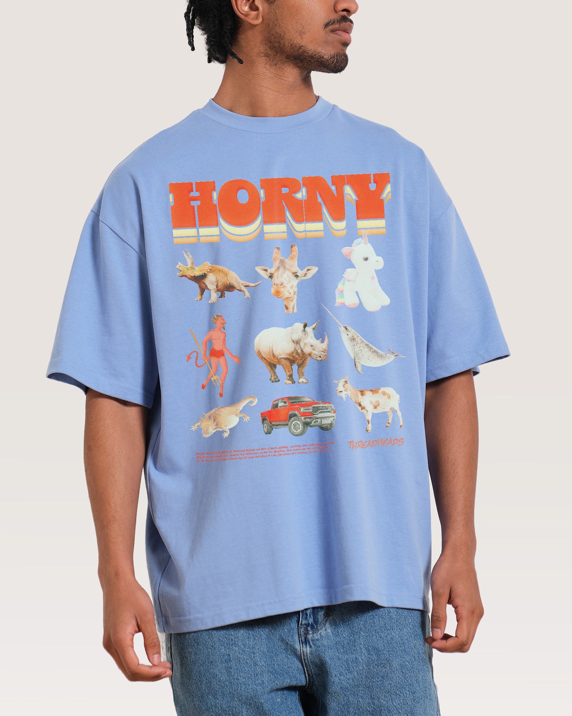 Horny Things Blue Oversized Tee