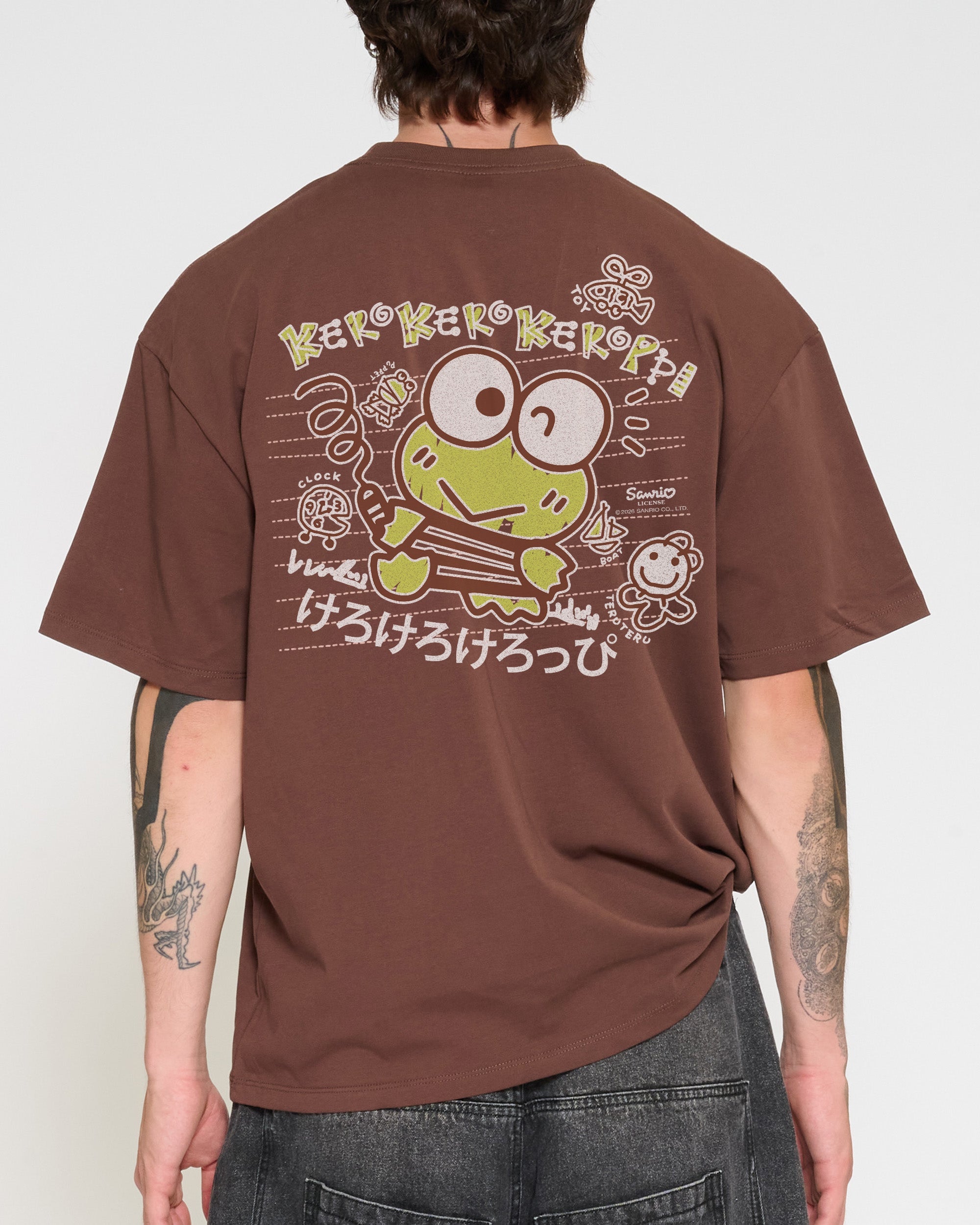 Keroppi Scribble Oversized Tee Official Hello Kitty and Friends collab Threadheads