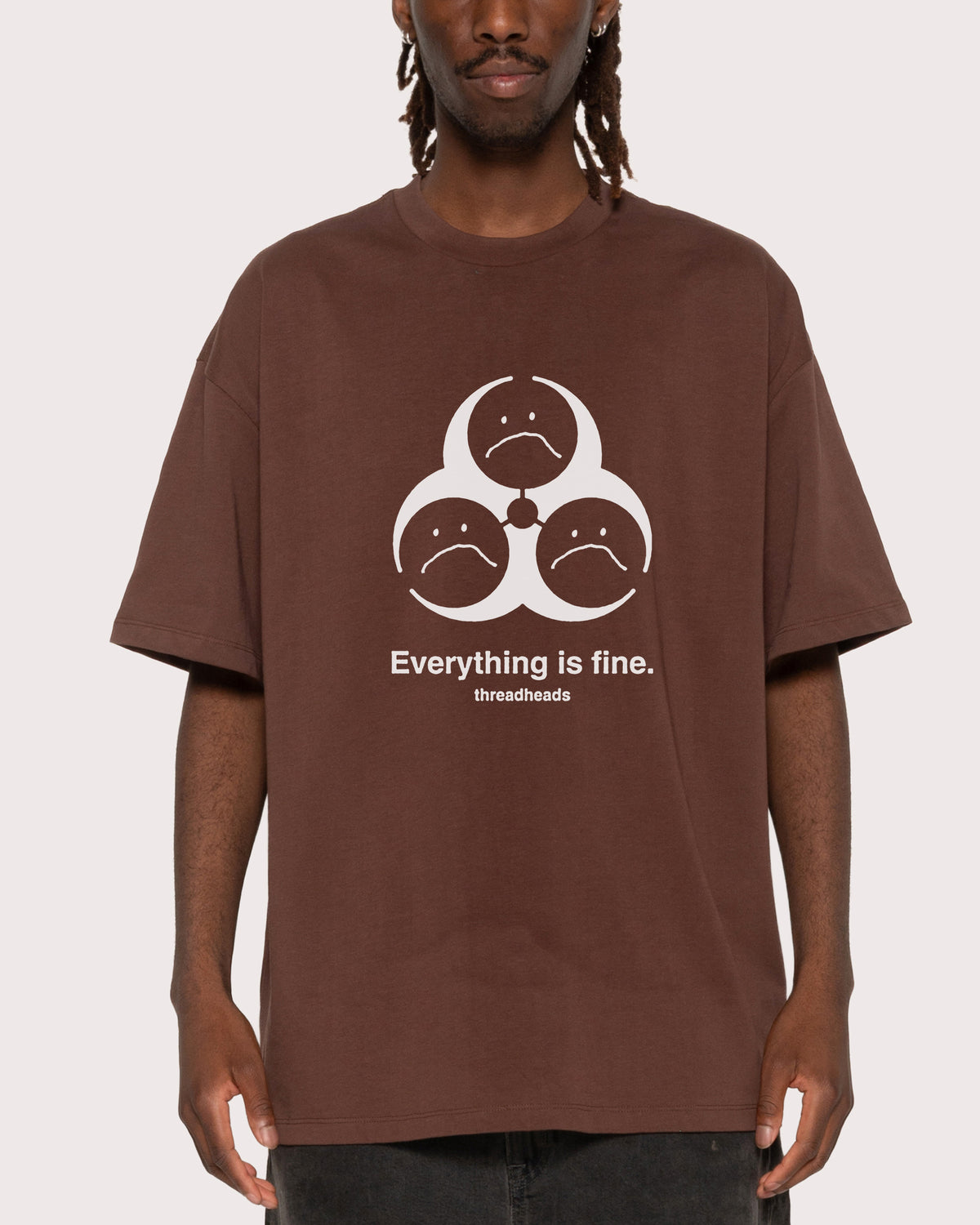 Everything Is Fine Biohazard Brown Oversized Tee