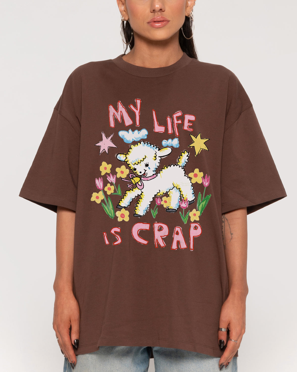 My Life is Crap Brown Oversized Tee