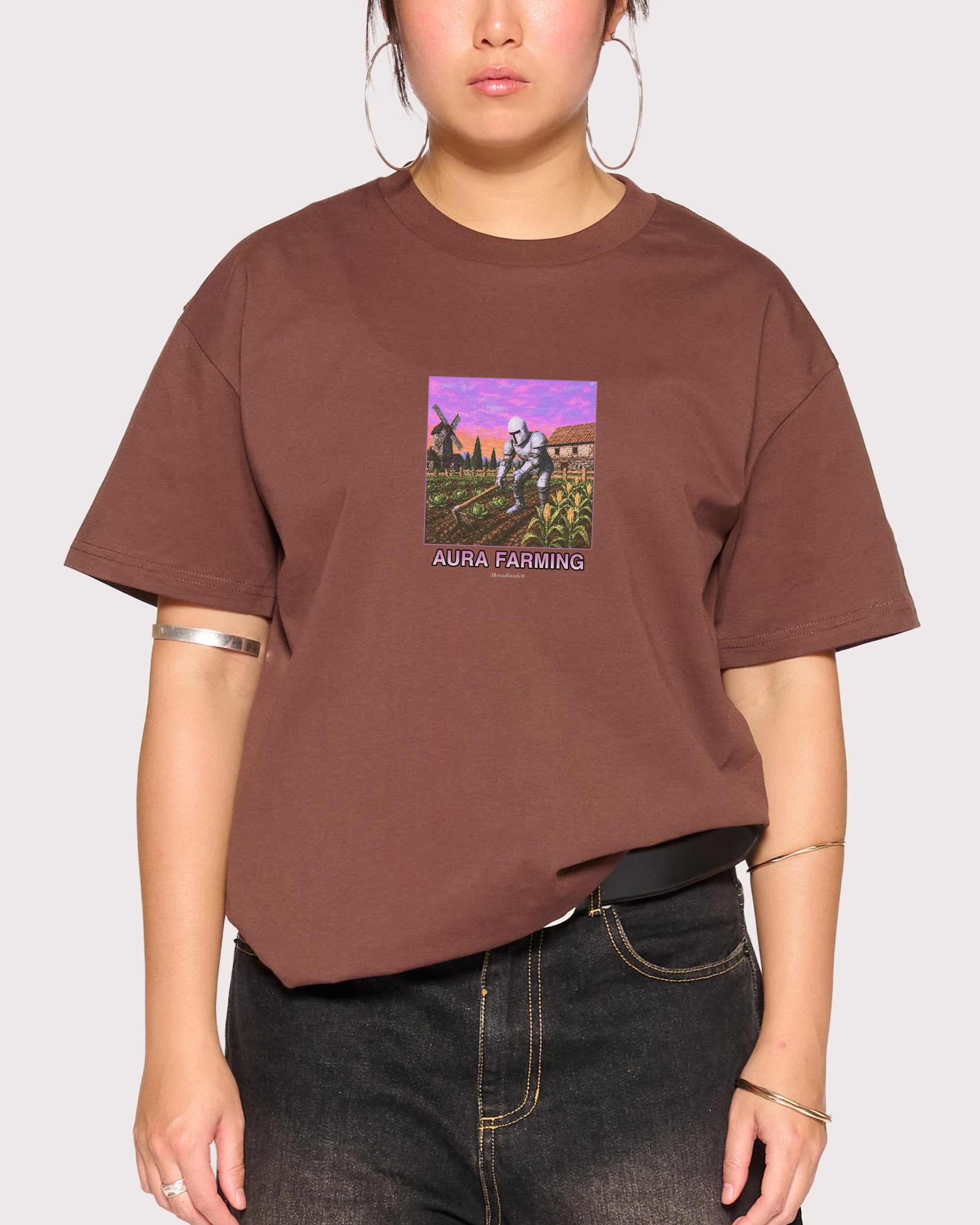 Aura Farming Brown T-Shirt