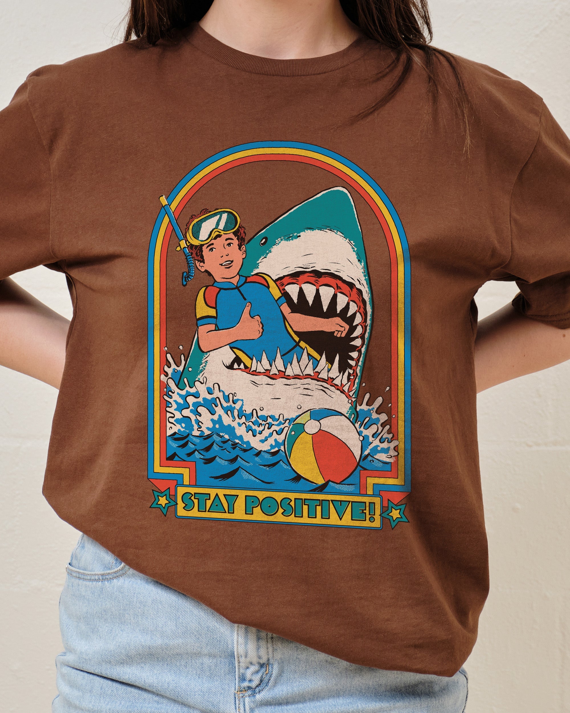 Stay Positive T-Shirt Australia Online Brown