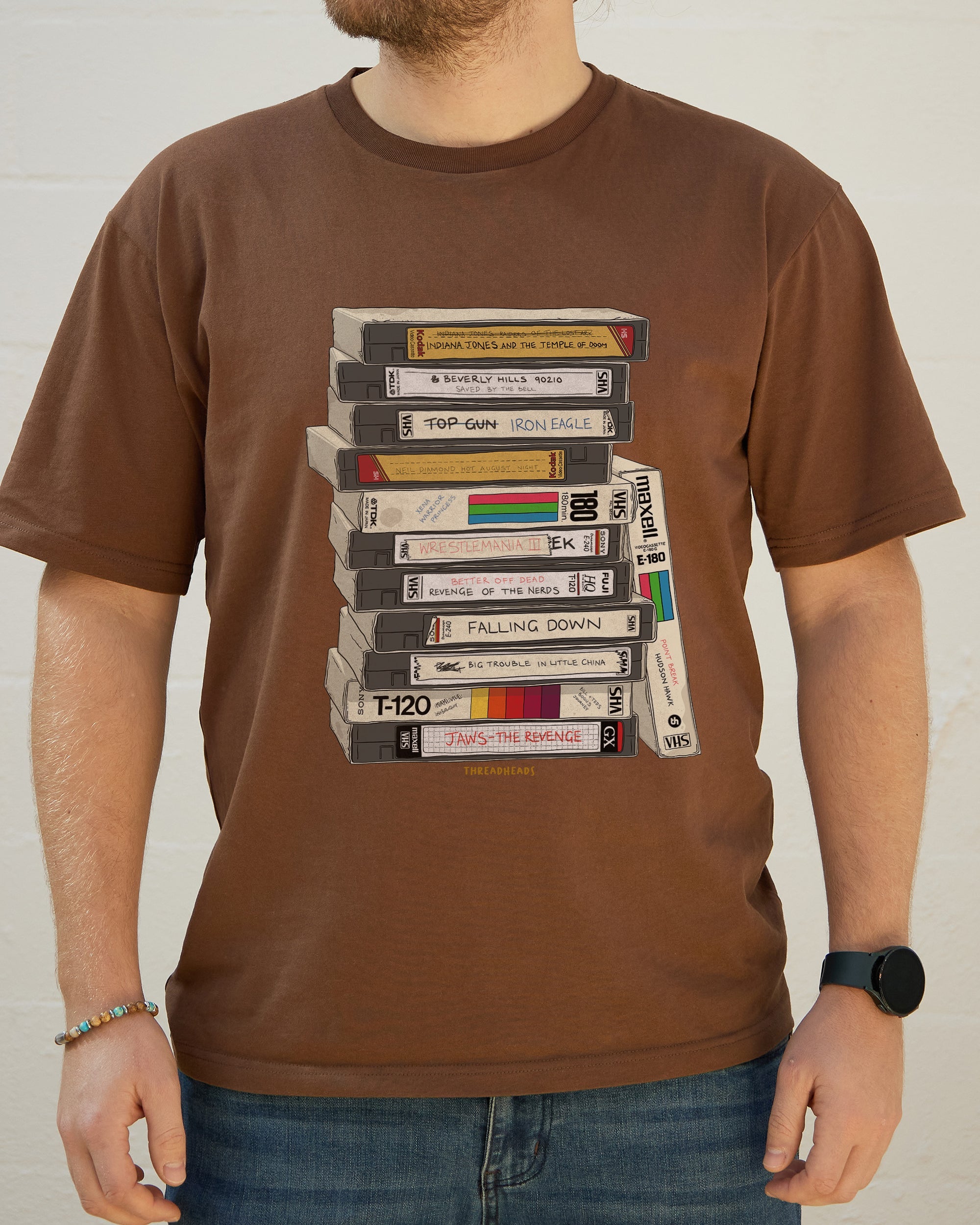 VHS Tapes T-Shirt Australia Online Brown