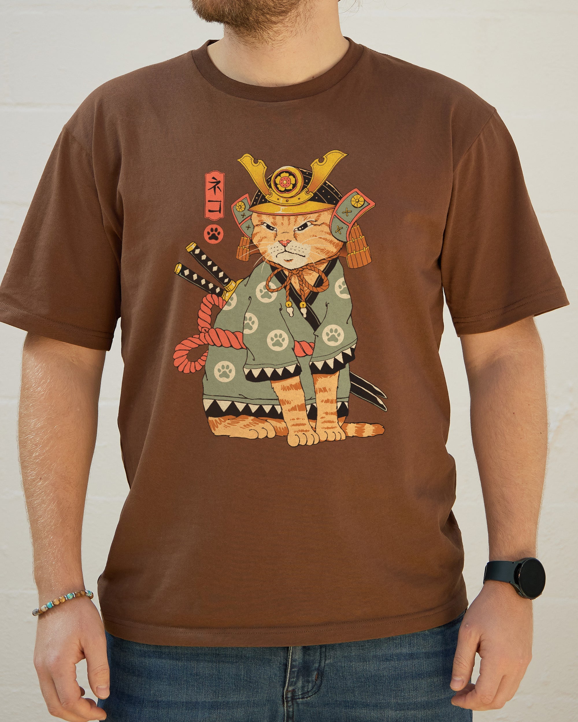 Neko Samurai T-Shirt Australia Online Brown