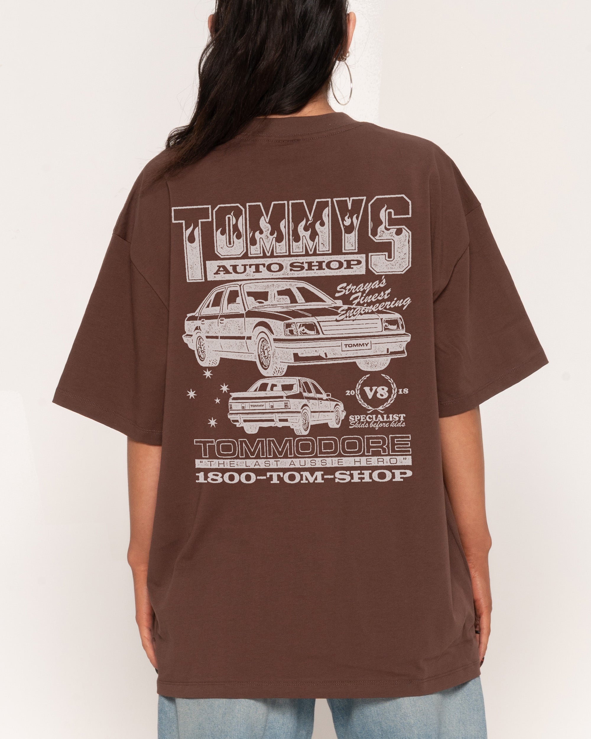Tommy's Auto Shop Brown Oversized Tee