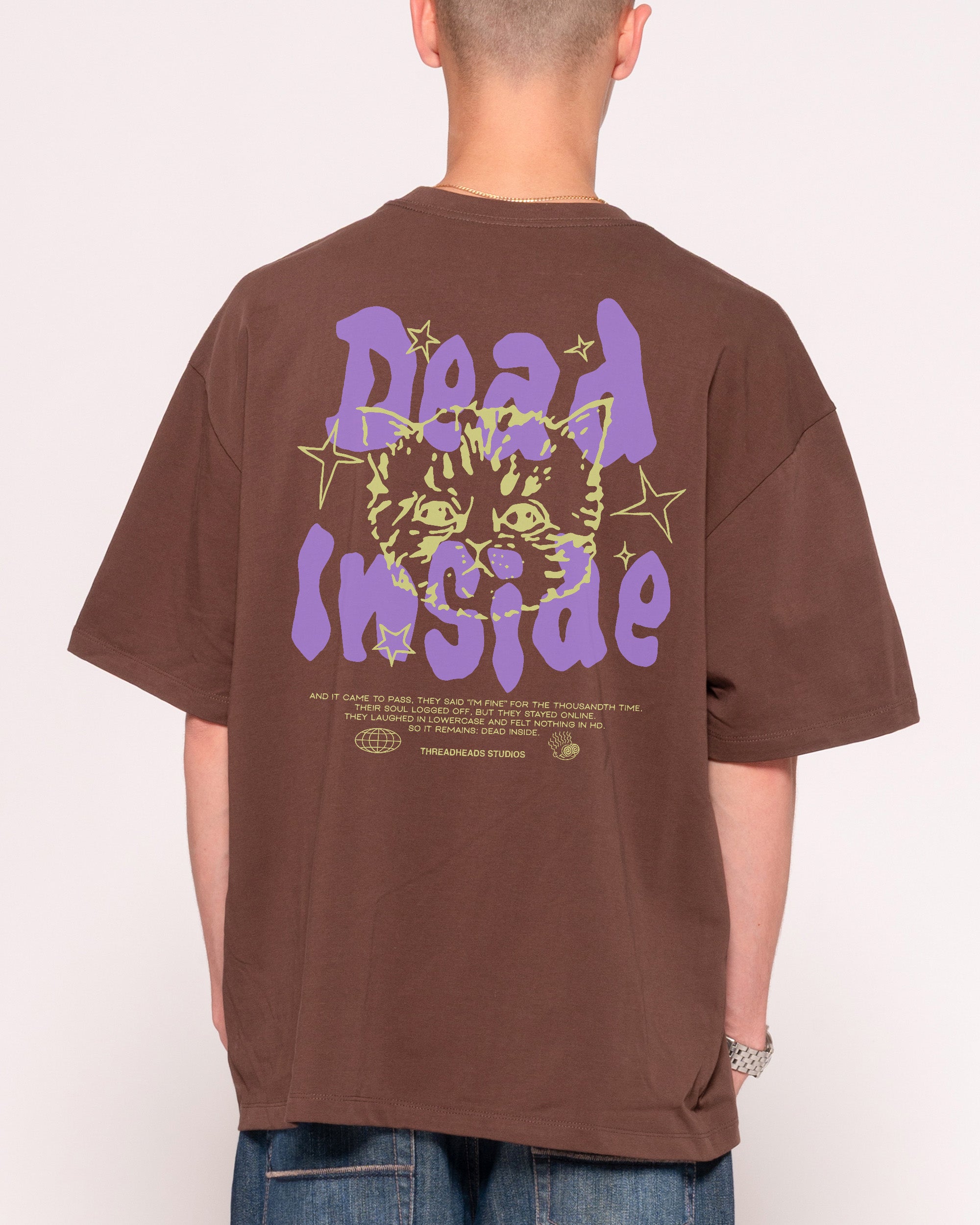 Dead Inside 26 Brown Oversized Tee