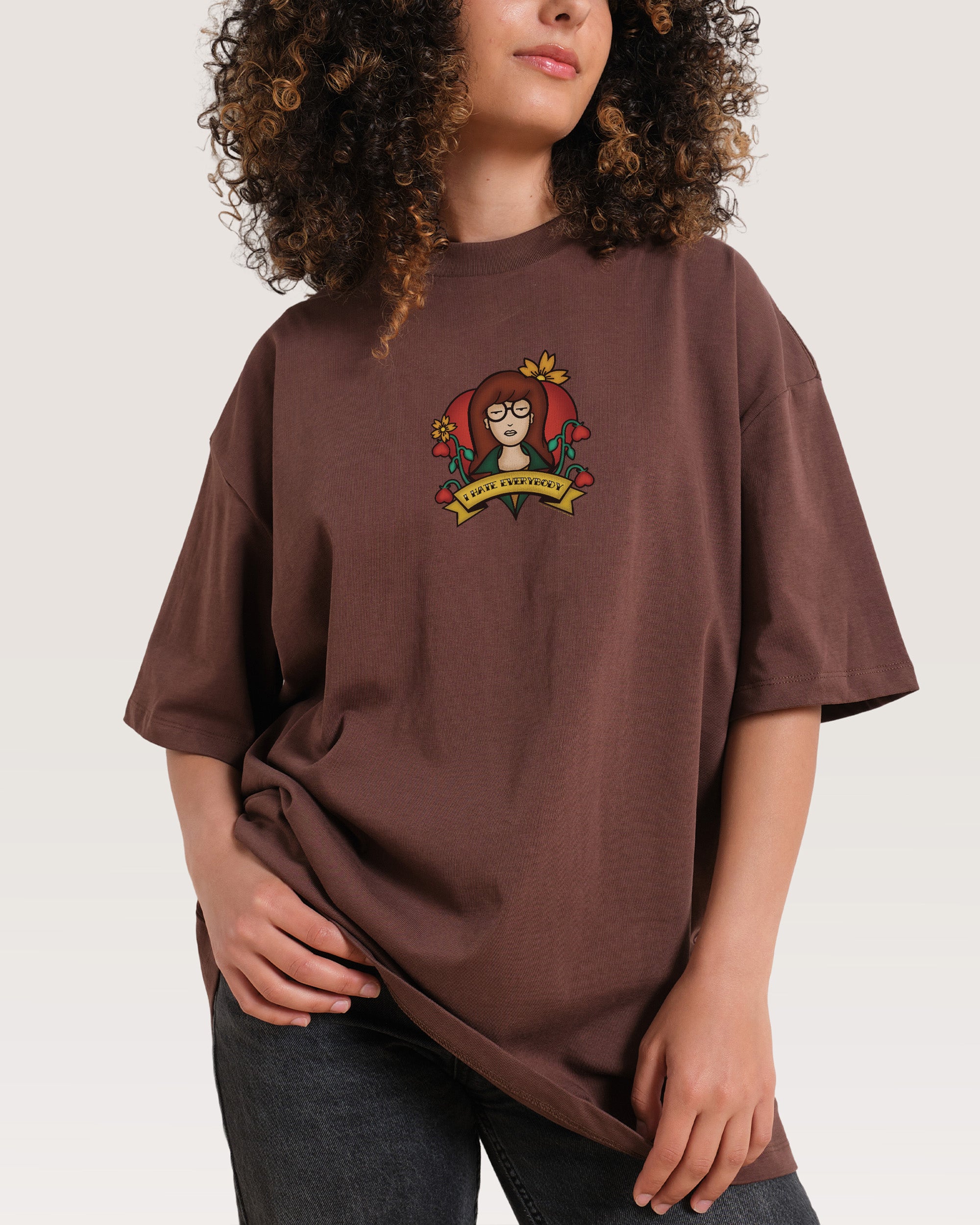 I Hate Everything Brown Oversized Tee