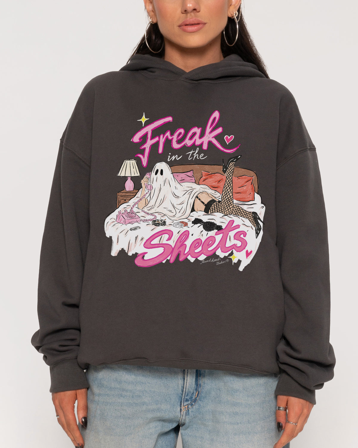Freak in the Sheets Ghost Charcoal Hoodie