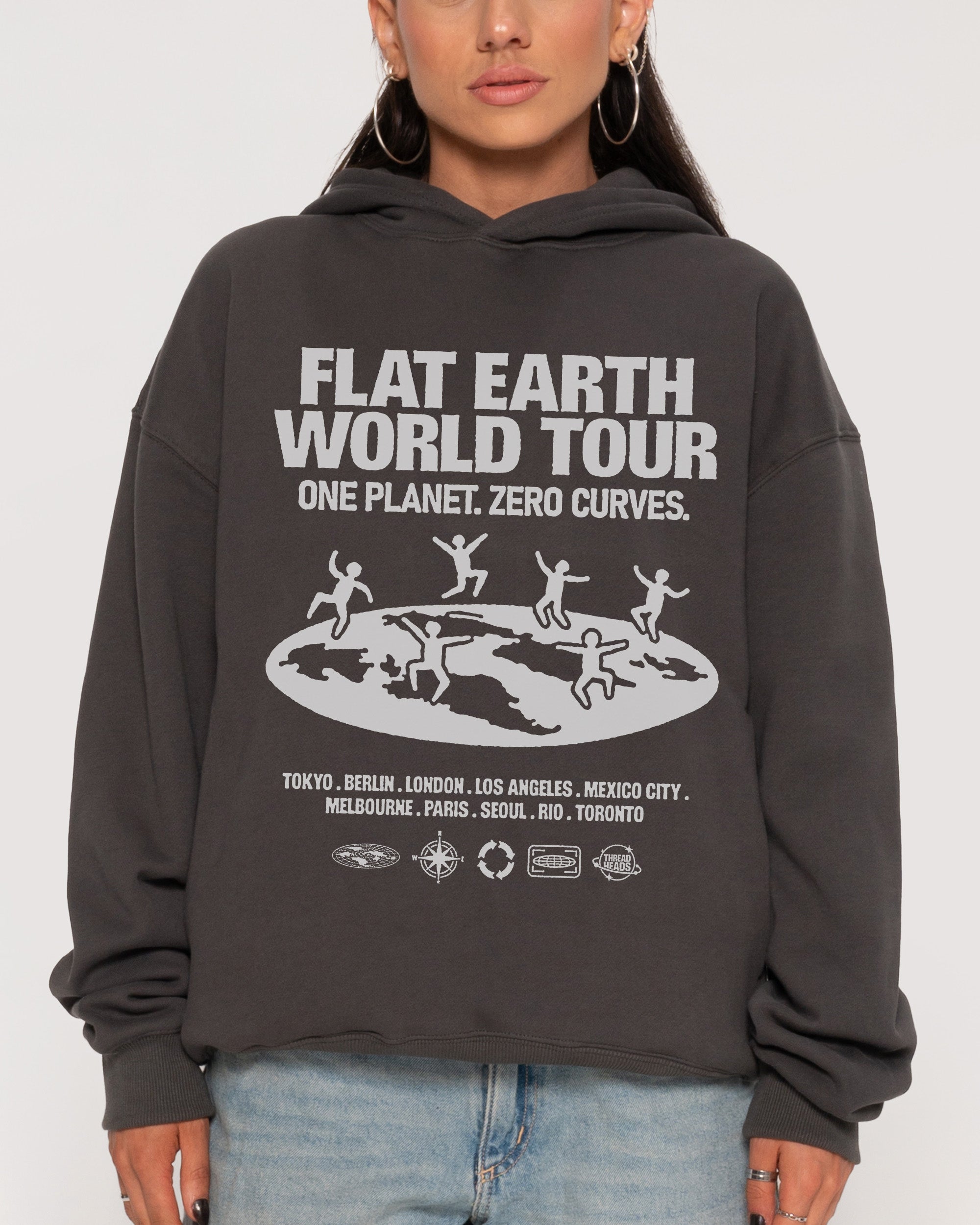Flat Earth World Tour Charcoal Hoodie