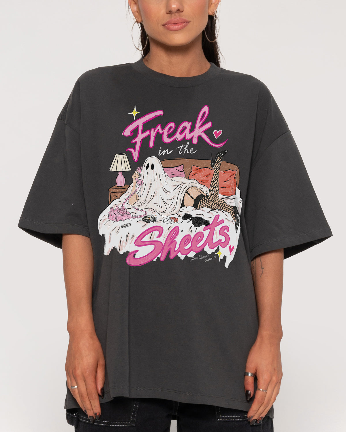 Freak in the Sheets Ghost Charcoal Oversized Tee