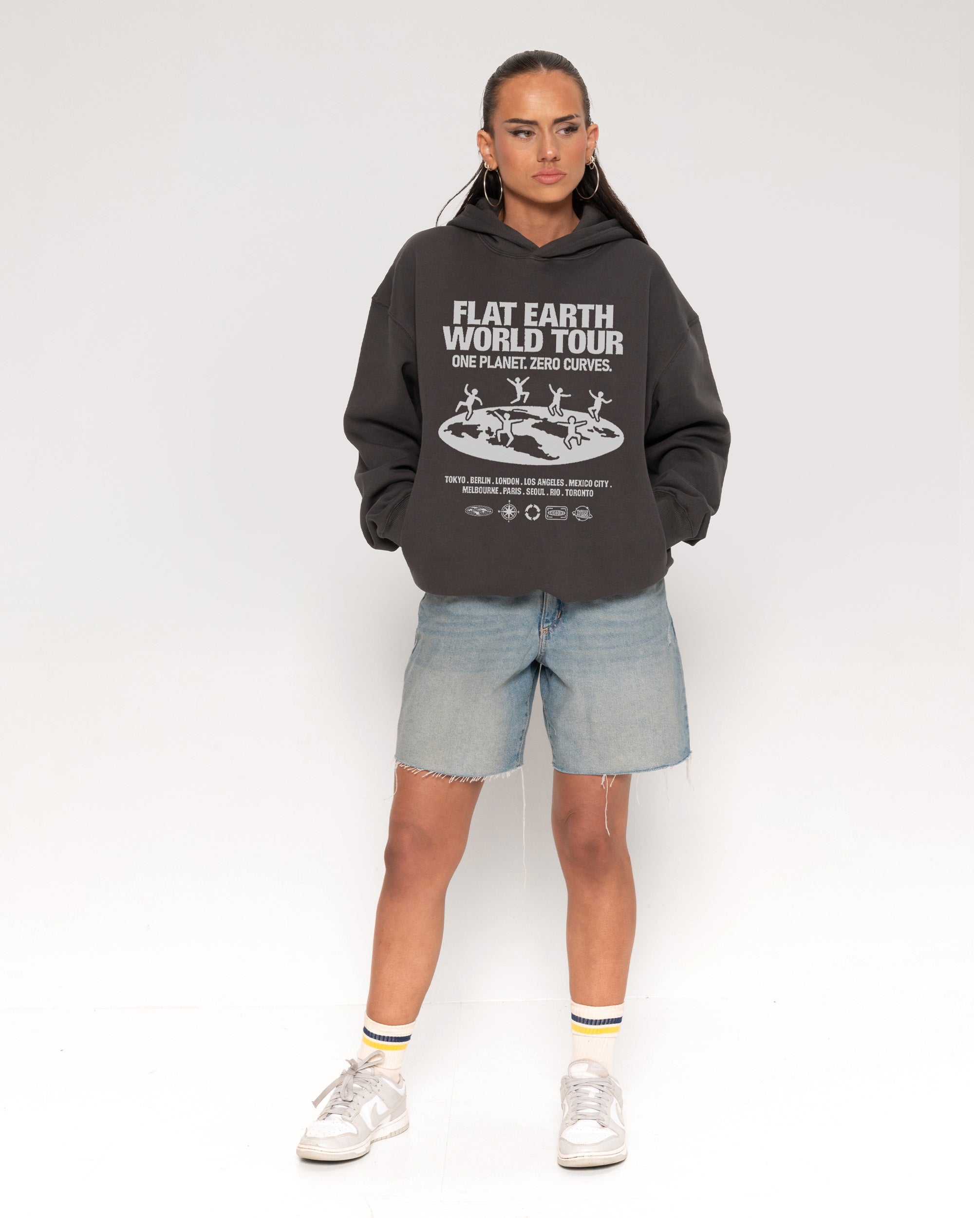 Flat Earth World Tour Charcoal Hoodie