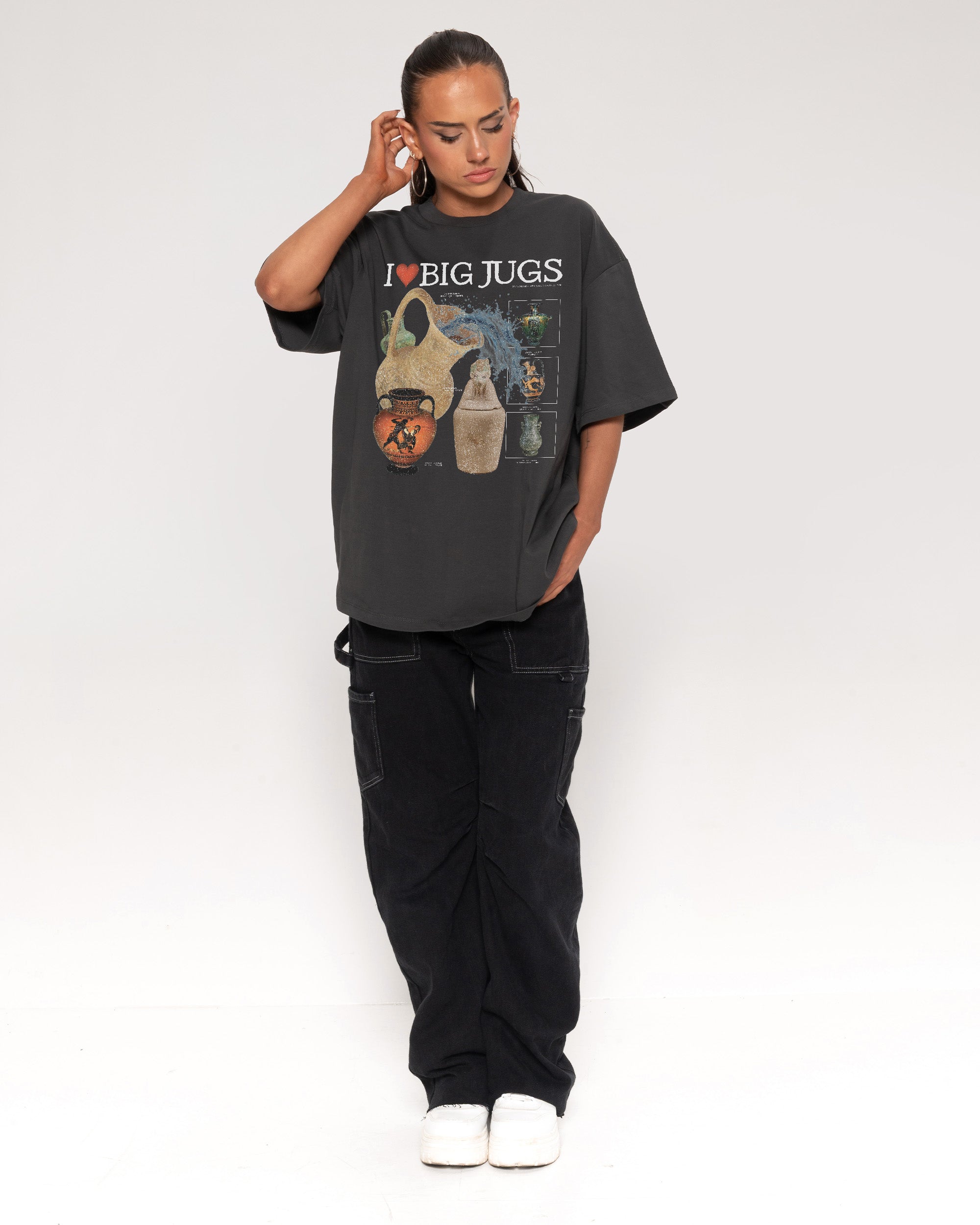 I Love Big Jugs Charcoal Oversized Tee