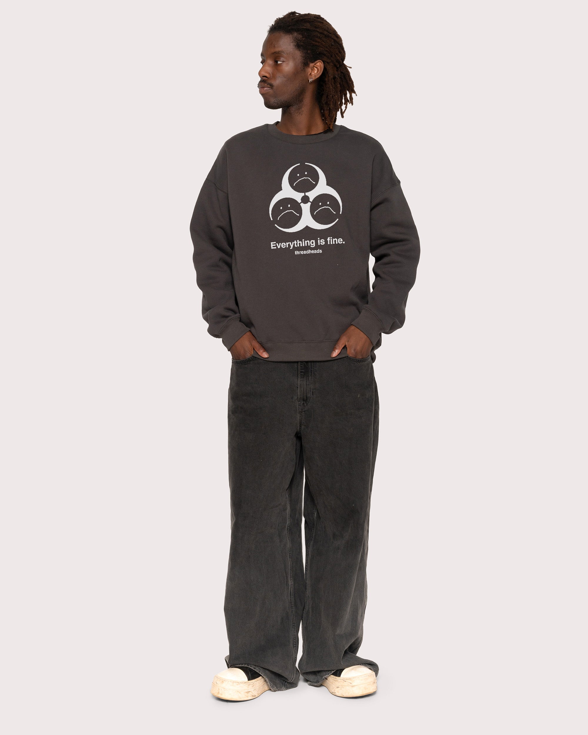 Everything Is Fine Biohazard Charcoal Sweatshirt