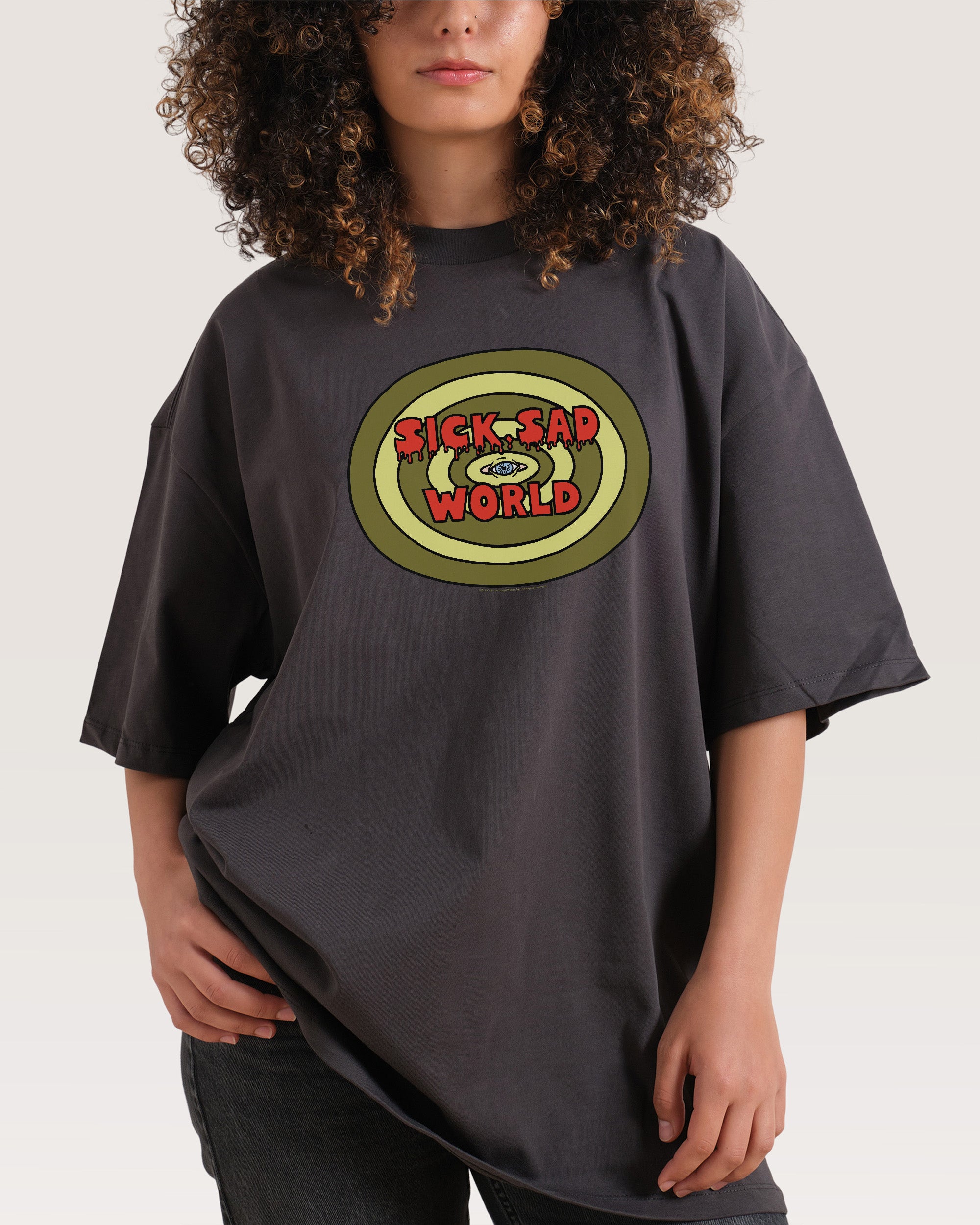 Sick Sad World Charcoal Oversized Tee