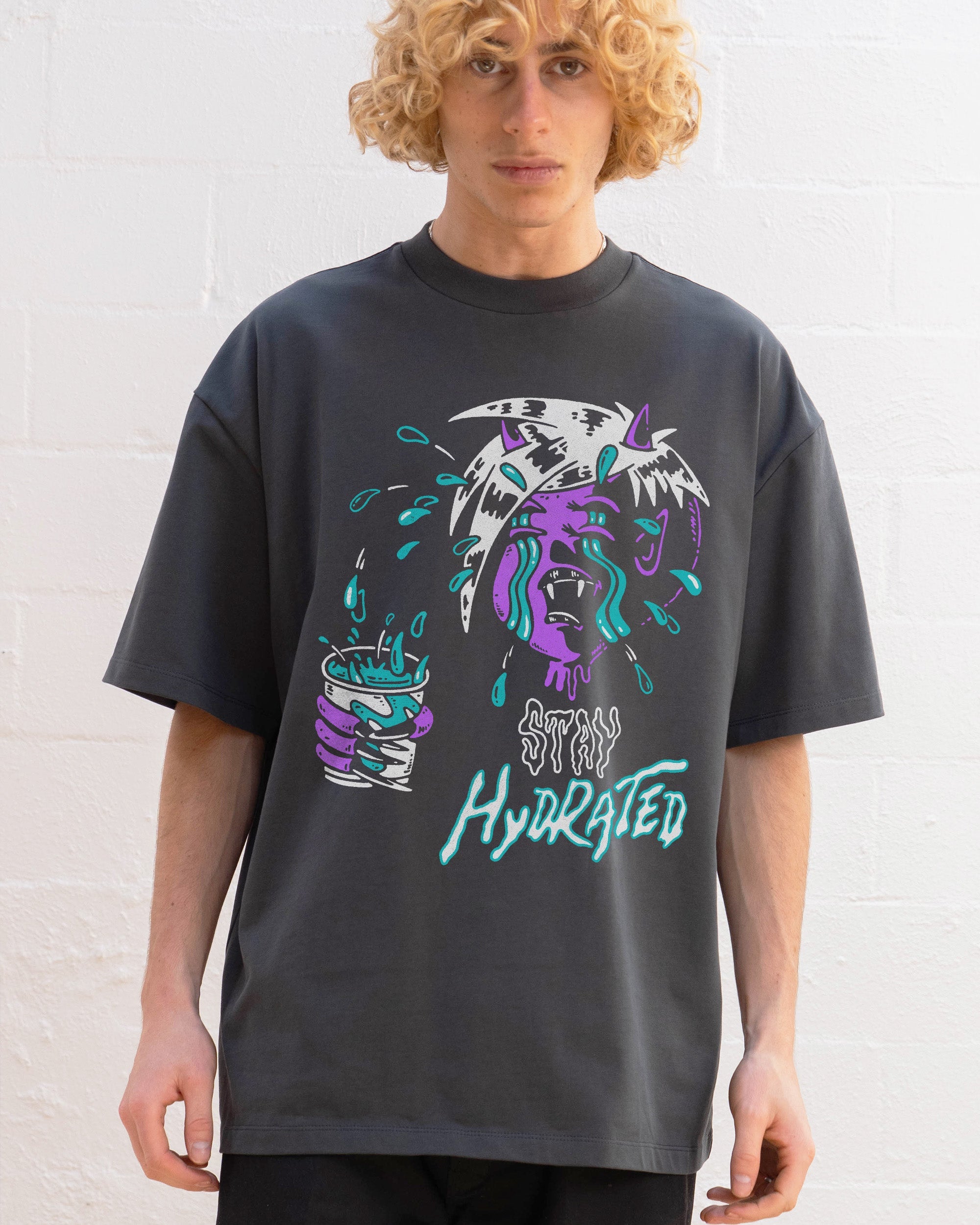 Stay Hydrated Oversized Tee Australia Online Charcoal