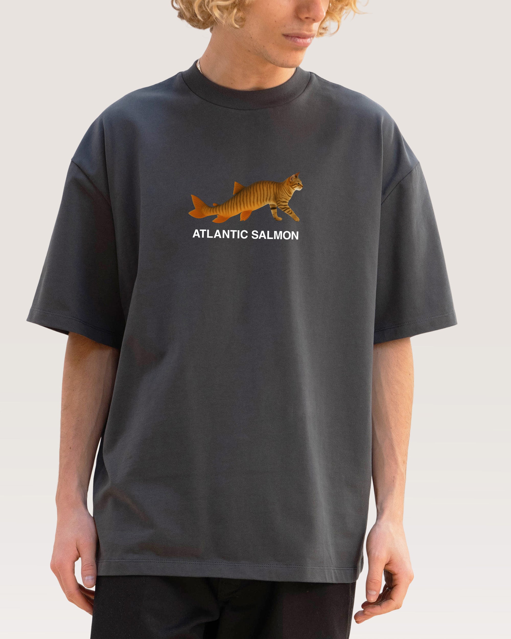 Ate Too Much Salmon Charcoal Oversized Tee
