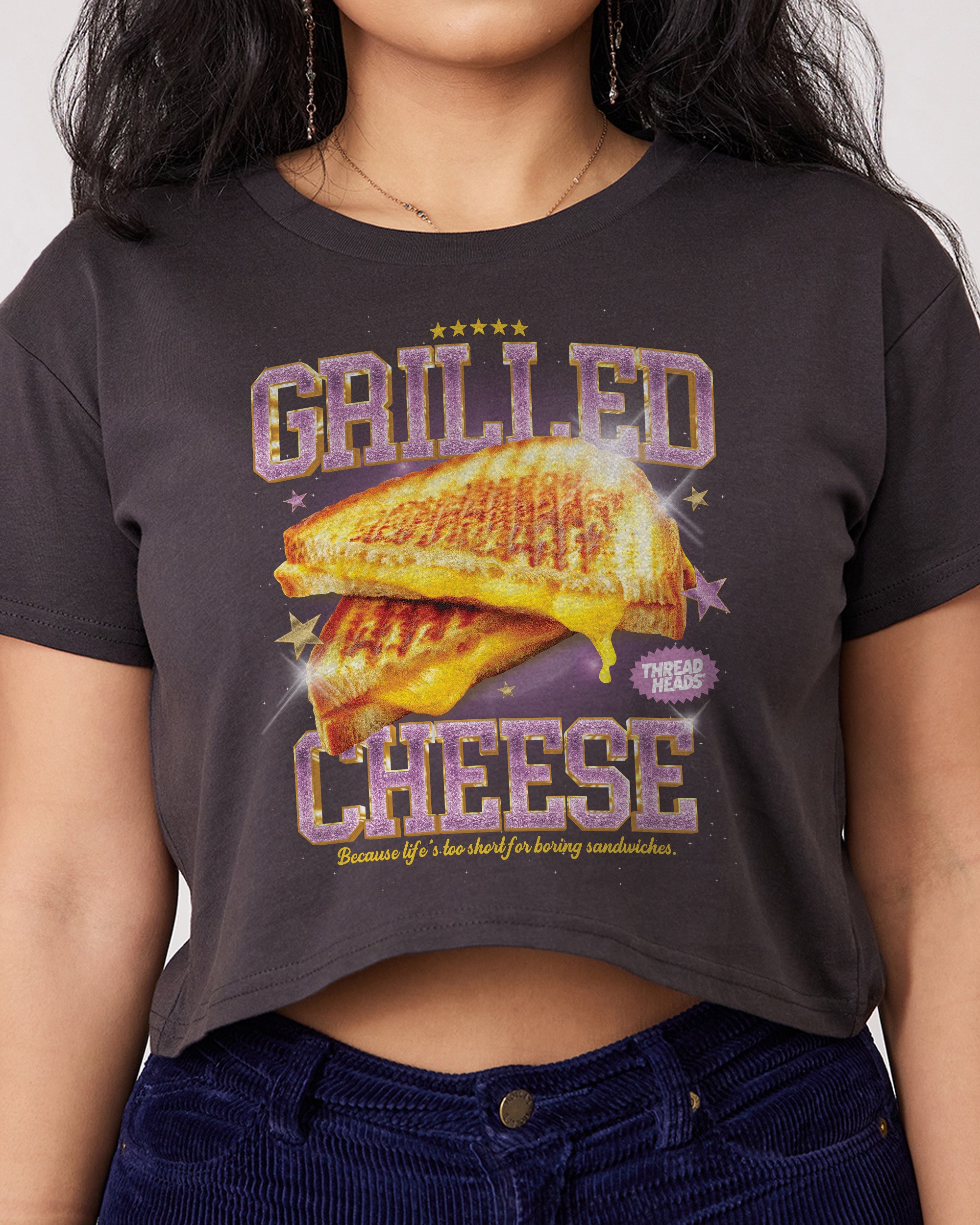 Grilled Cheese Crop Tee Australia Online Charcoal