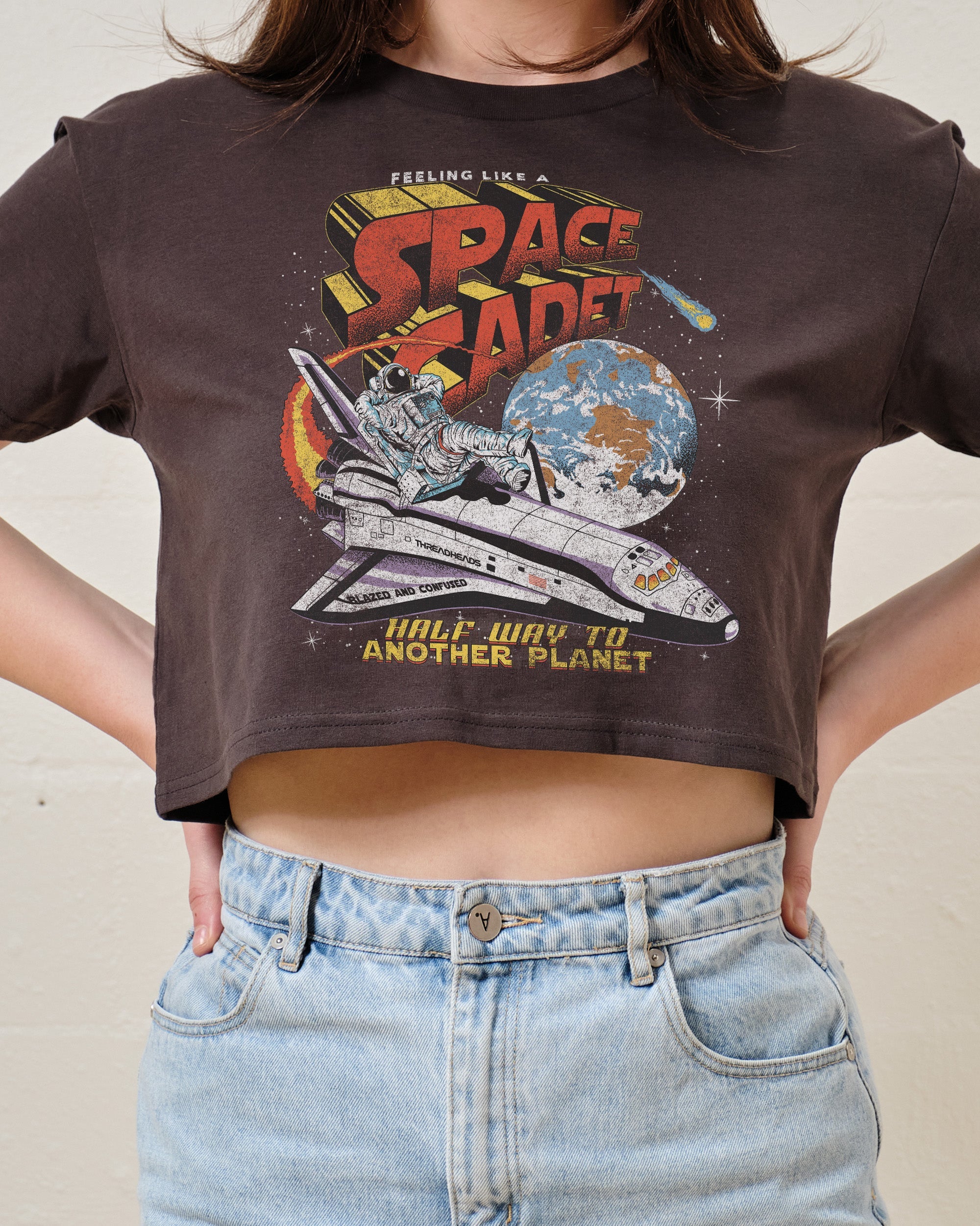 Space Cadet Crop Tee Australia Online Charcoal