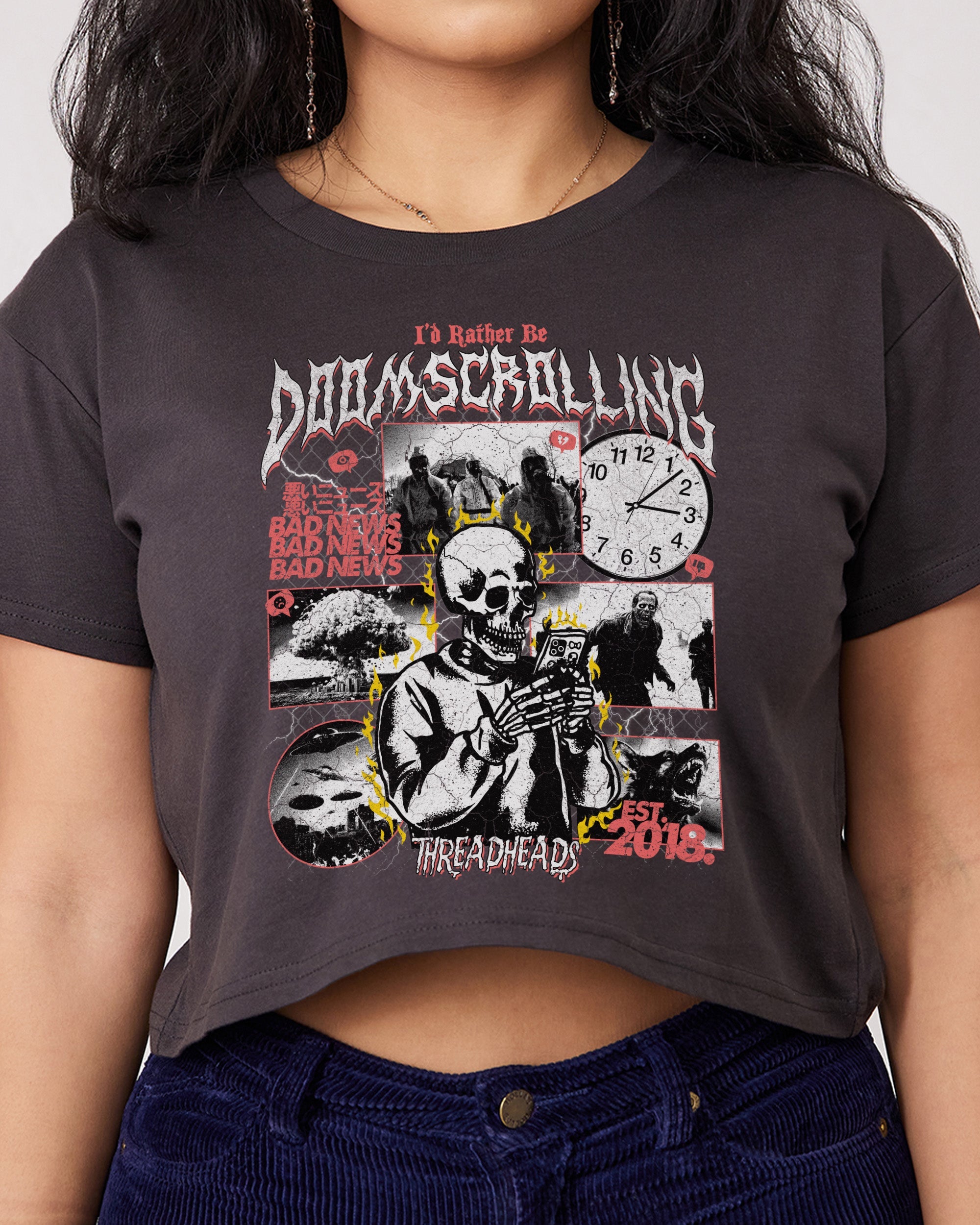 I’d Rather Be Doom Scrolling Crop Tee Australia Online Charcoal