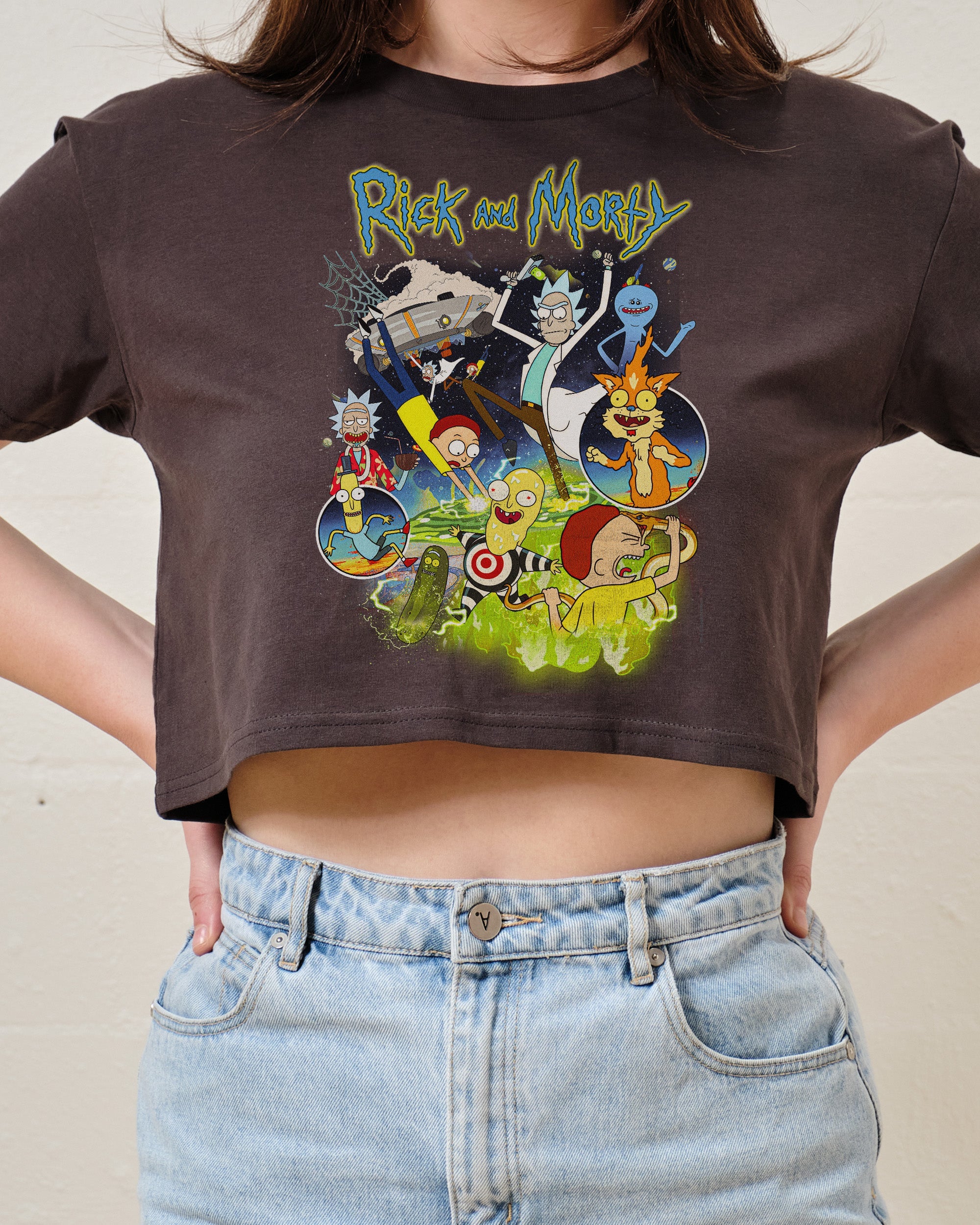 Rick and Morty Bootleg Crop Tee Australia Online Charcoal