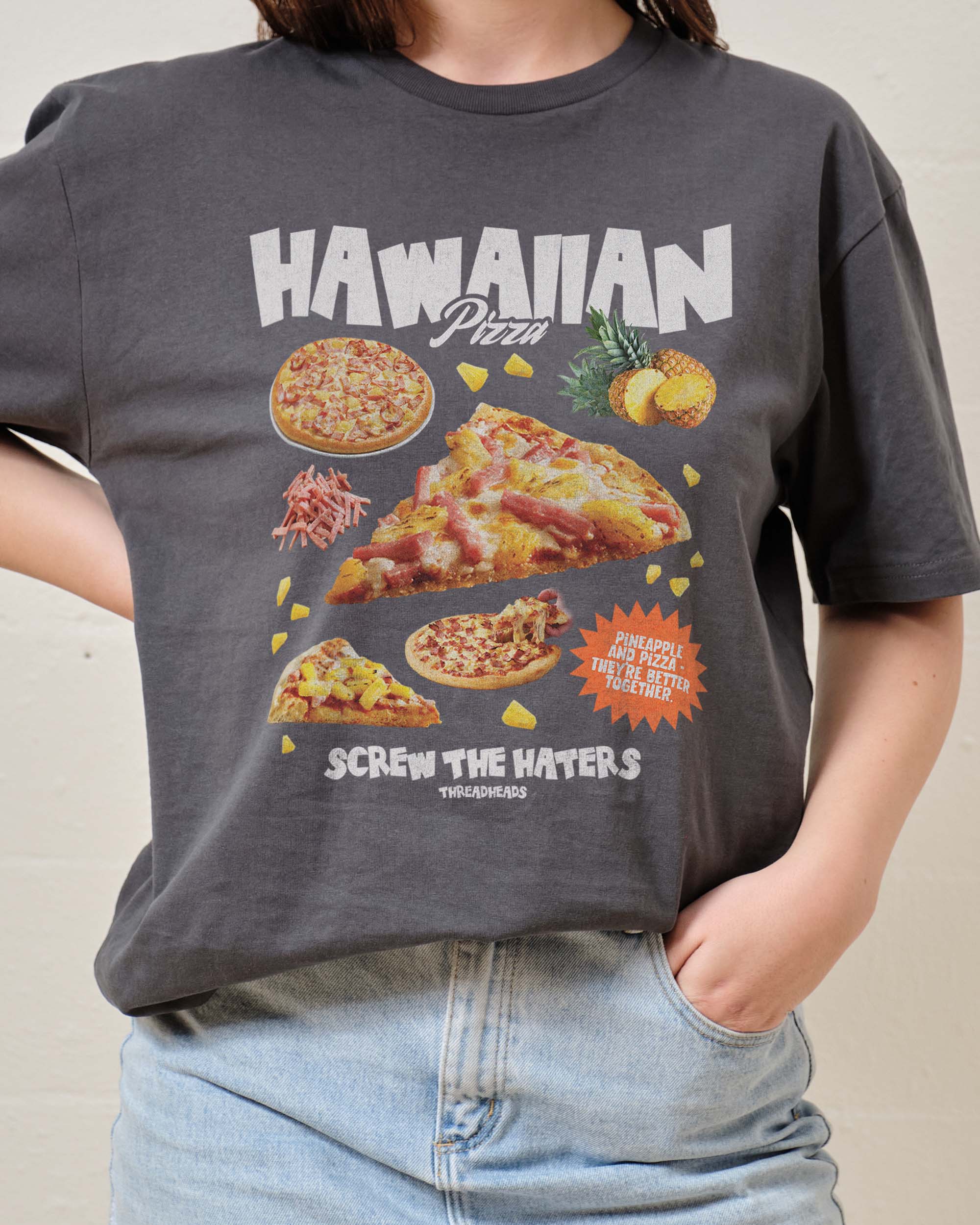 Hawaiian Pizza Bootleg T-Shirt Australia Online Charcoal