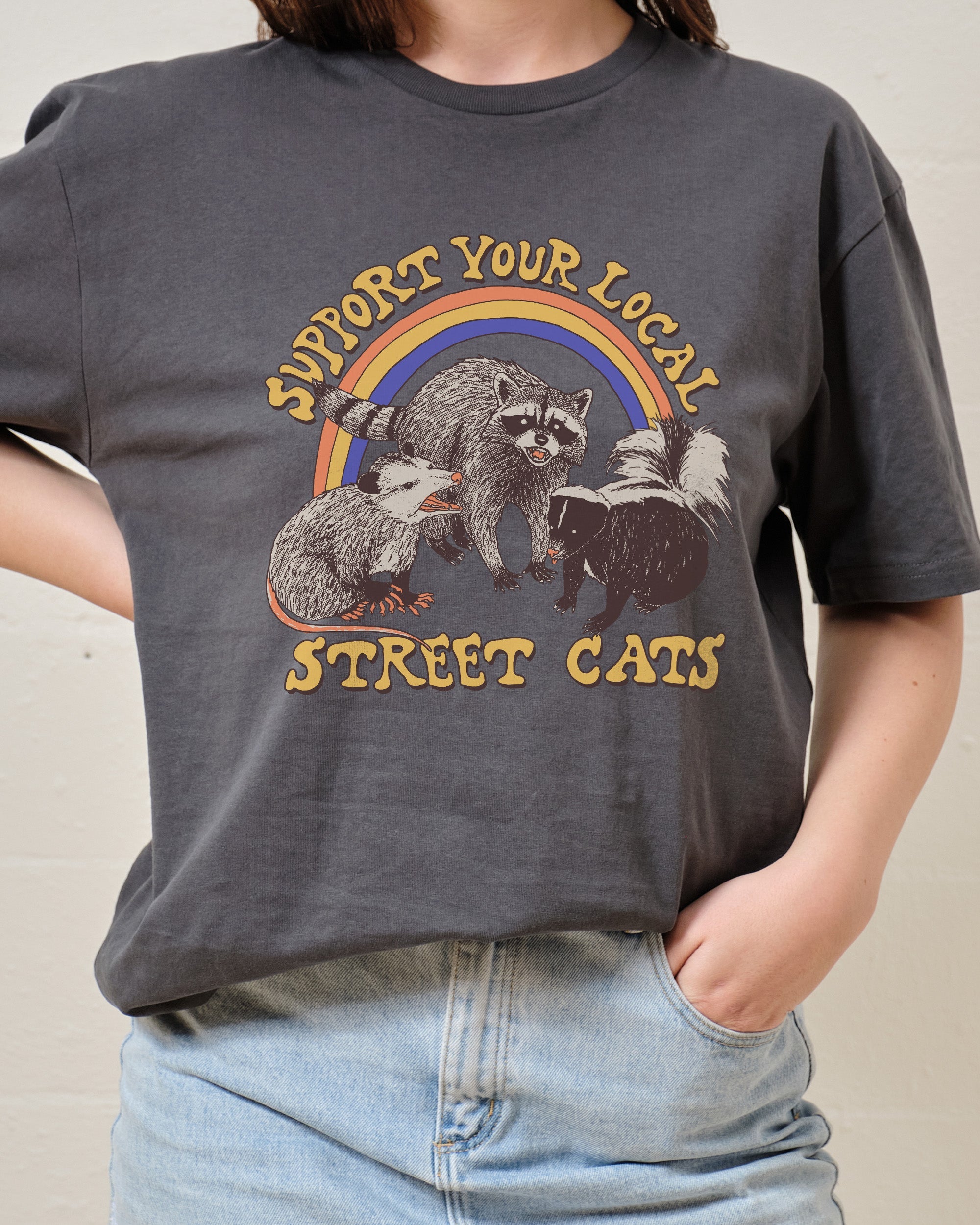 Street Cats T-Shirt Australia Online Charcoal