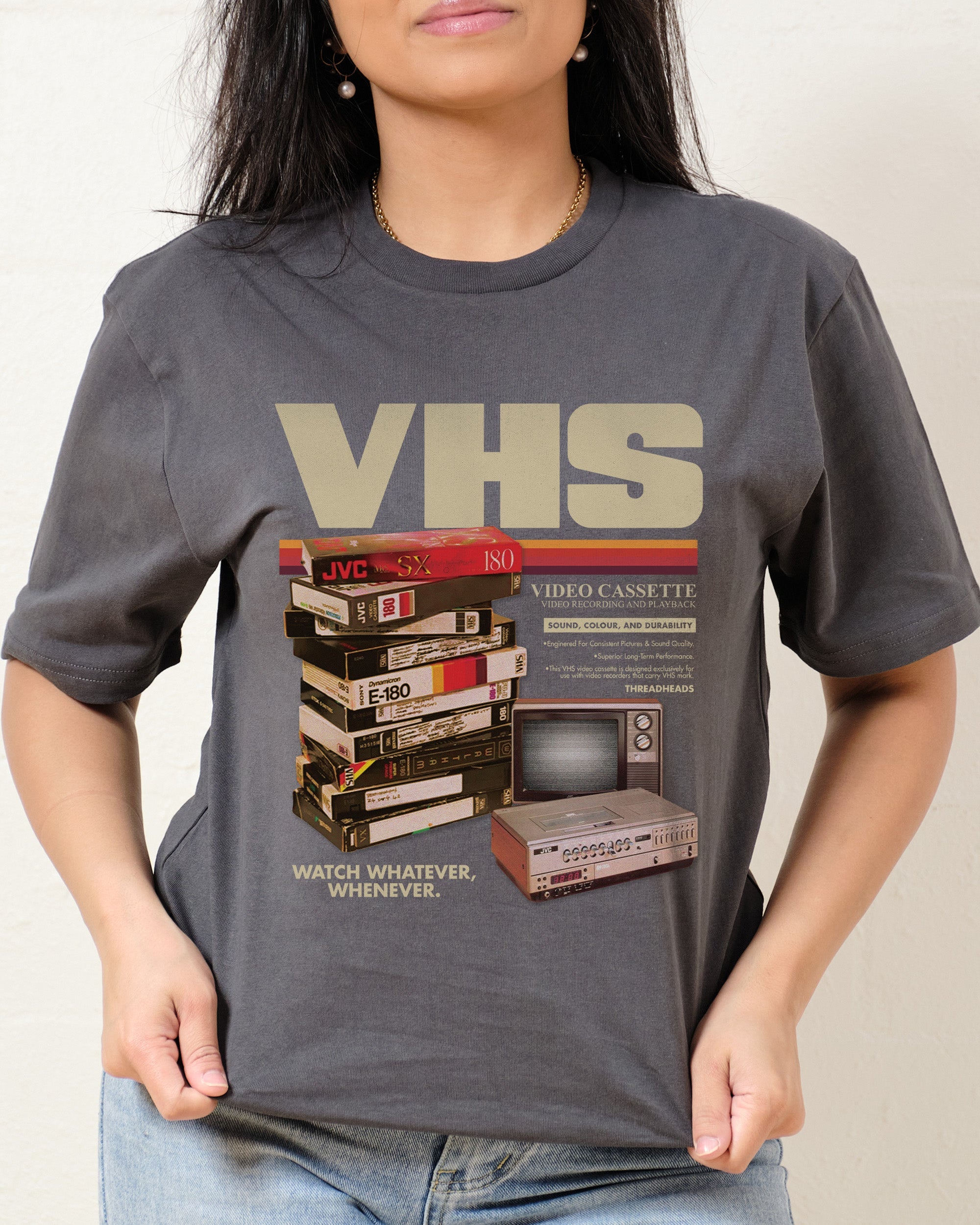Vintage VHS Tapes T-Shirt Australia Online Charcoal
