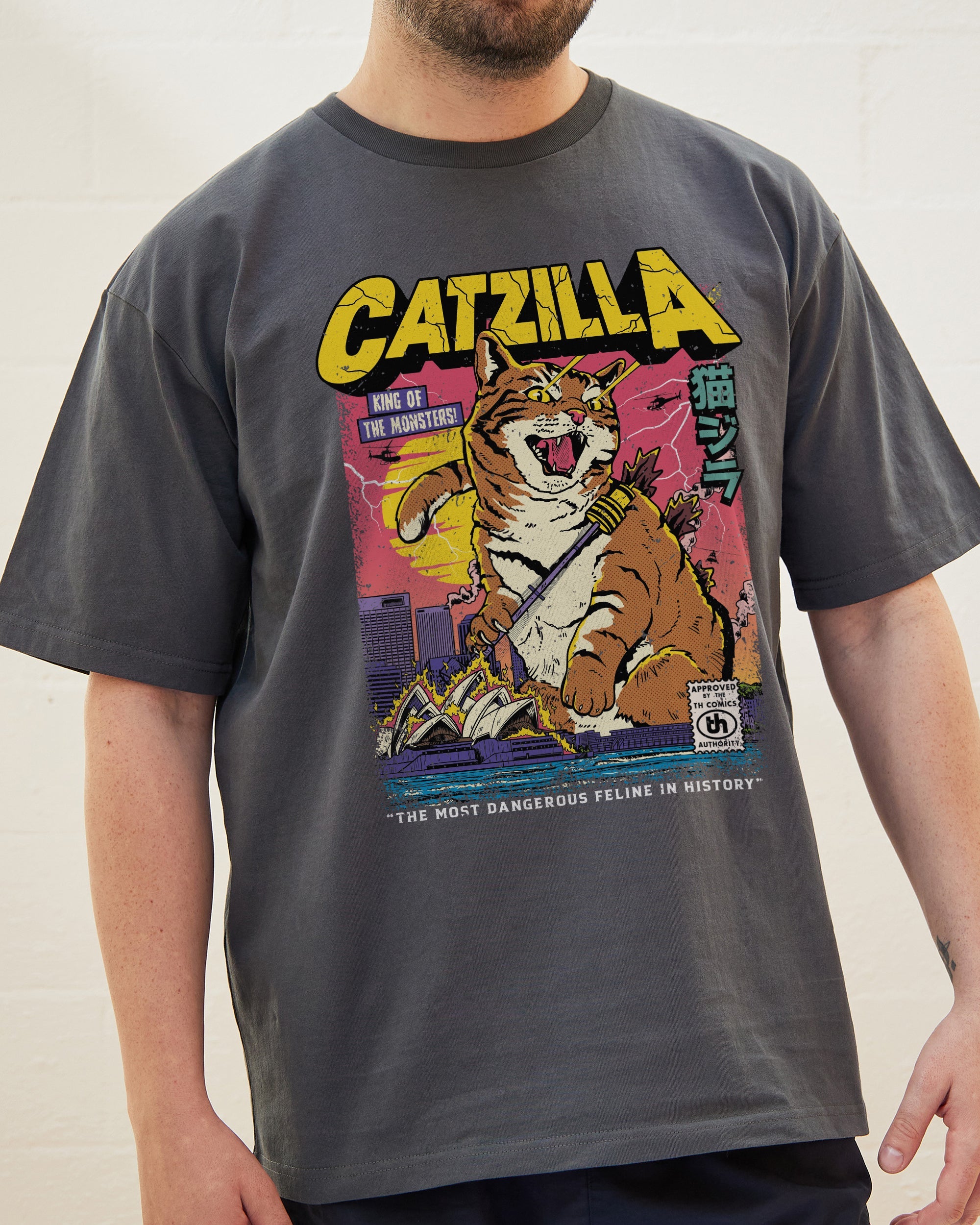 Catzilla Retro Titan T-Shirt Australia Online Charcoal