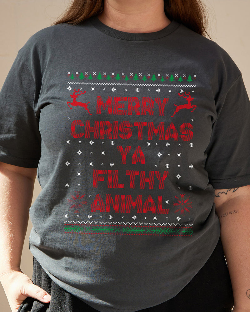 Merry Christmas Ya Filthy Animals T-Shirt | Funny Christmas T-Shirt ...