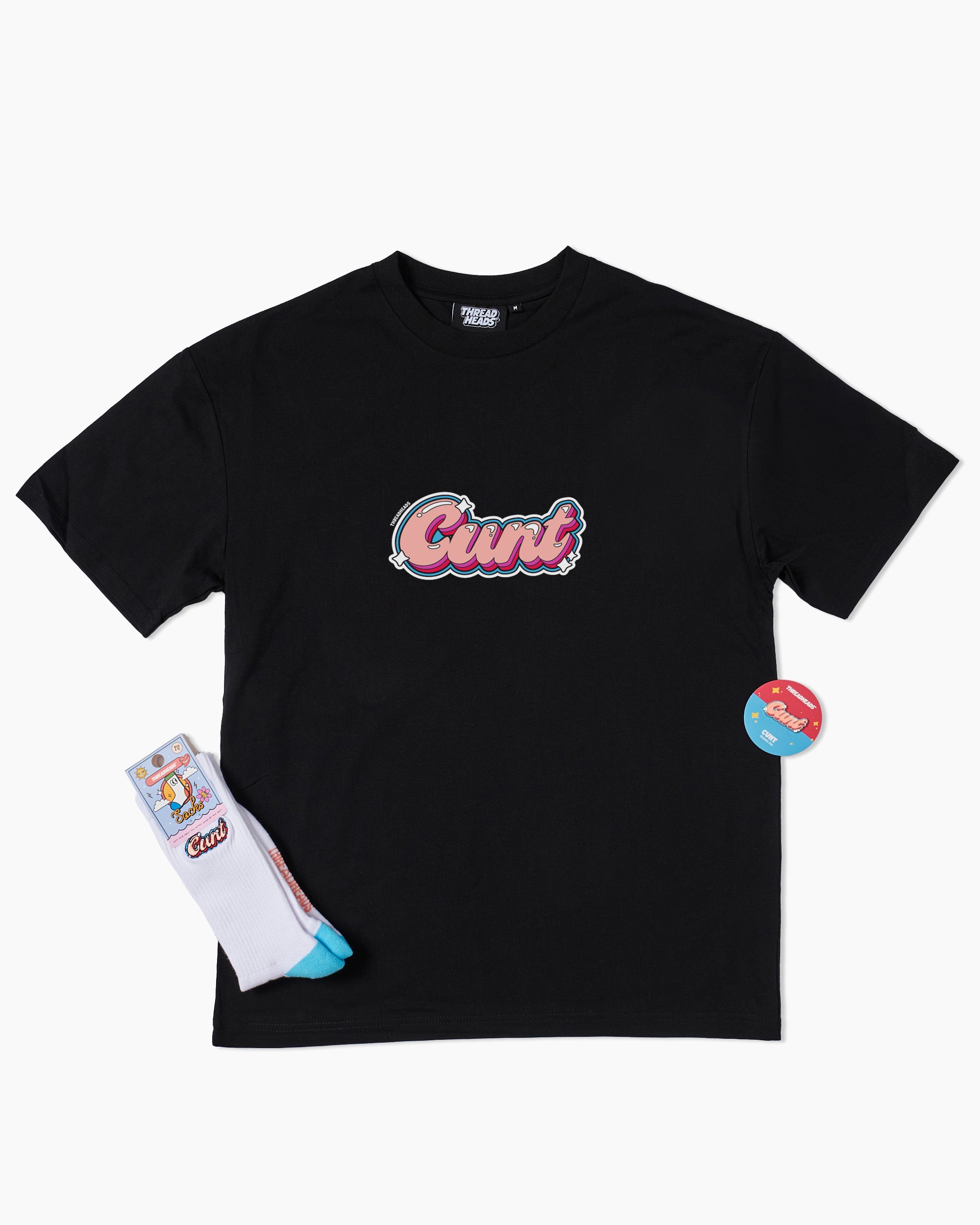 Cunt Bundle | T-Shirt, Pin & Sock Bundle