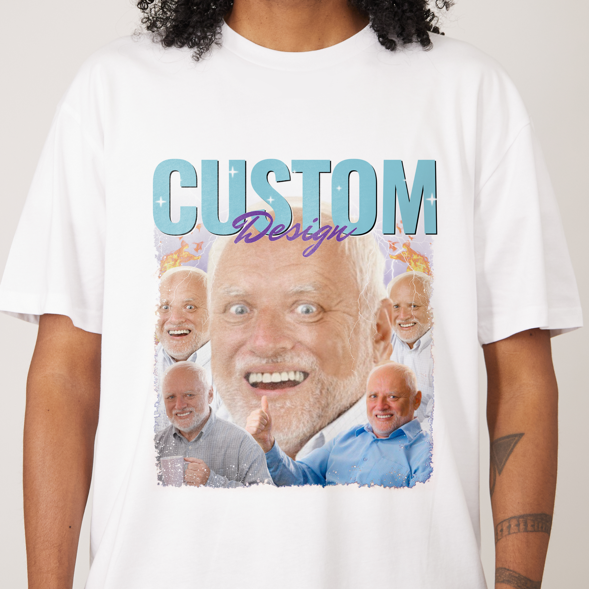 Custom Bootleg Design - White T-shirt