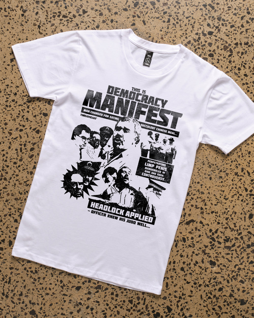 Democracy Manifest: Tabloid Edition T-Shirt Australia Online White