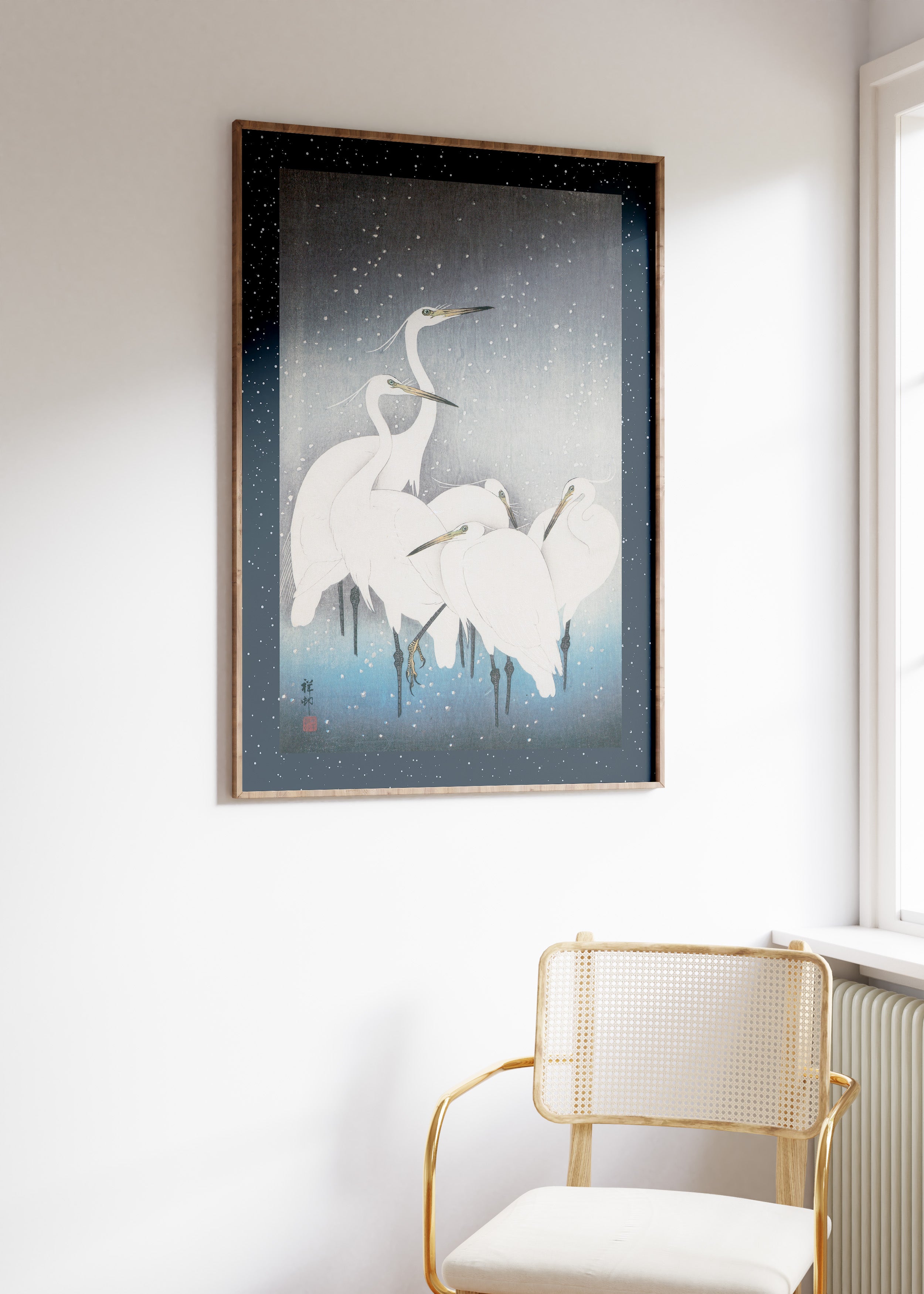 Egrets In Snow Art Print