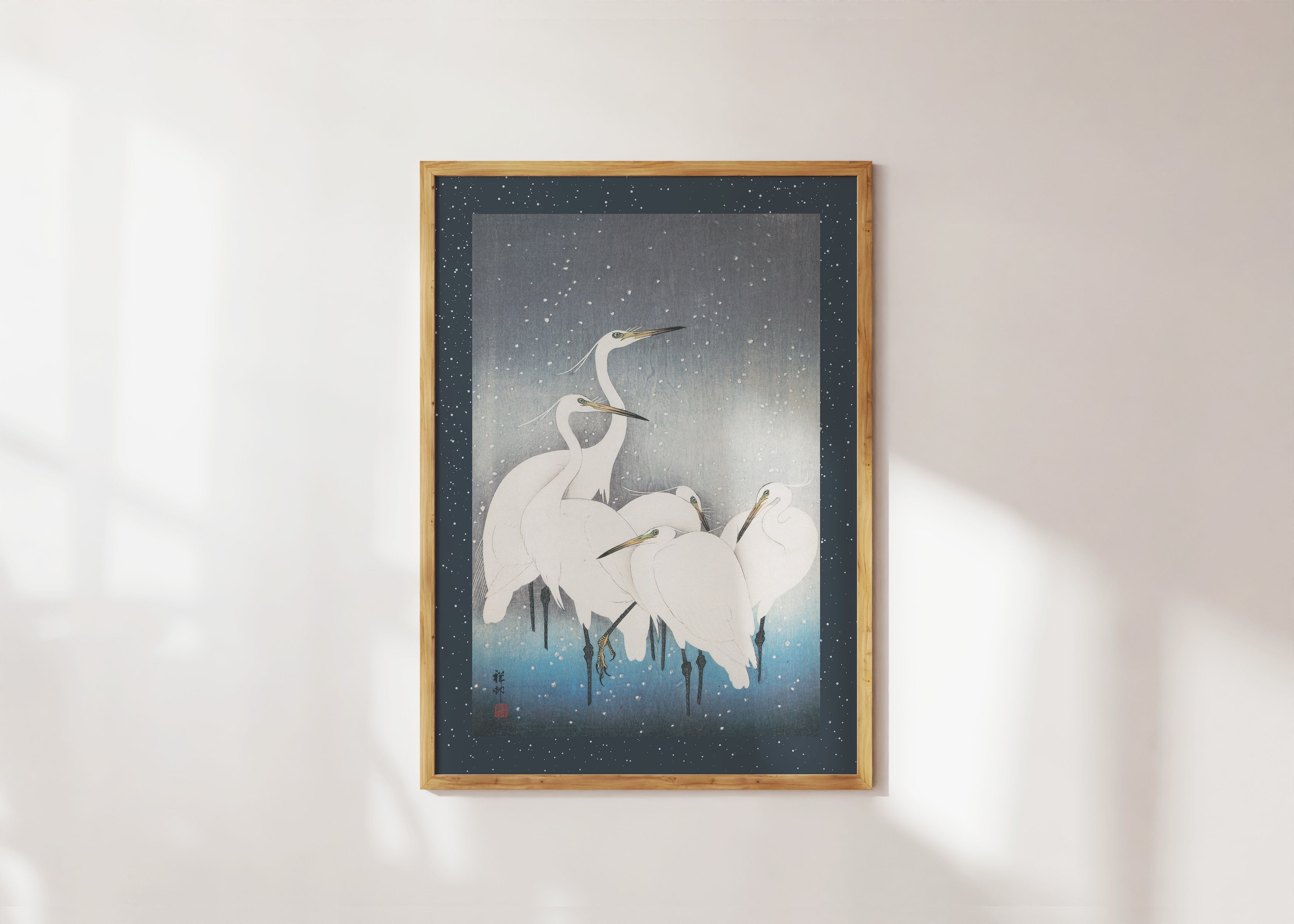 Egrets In Snow Art Print